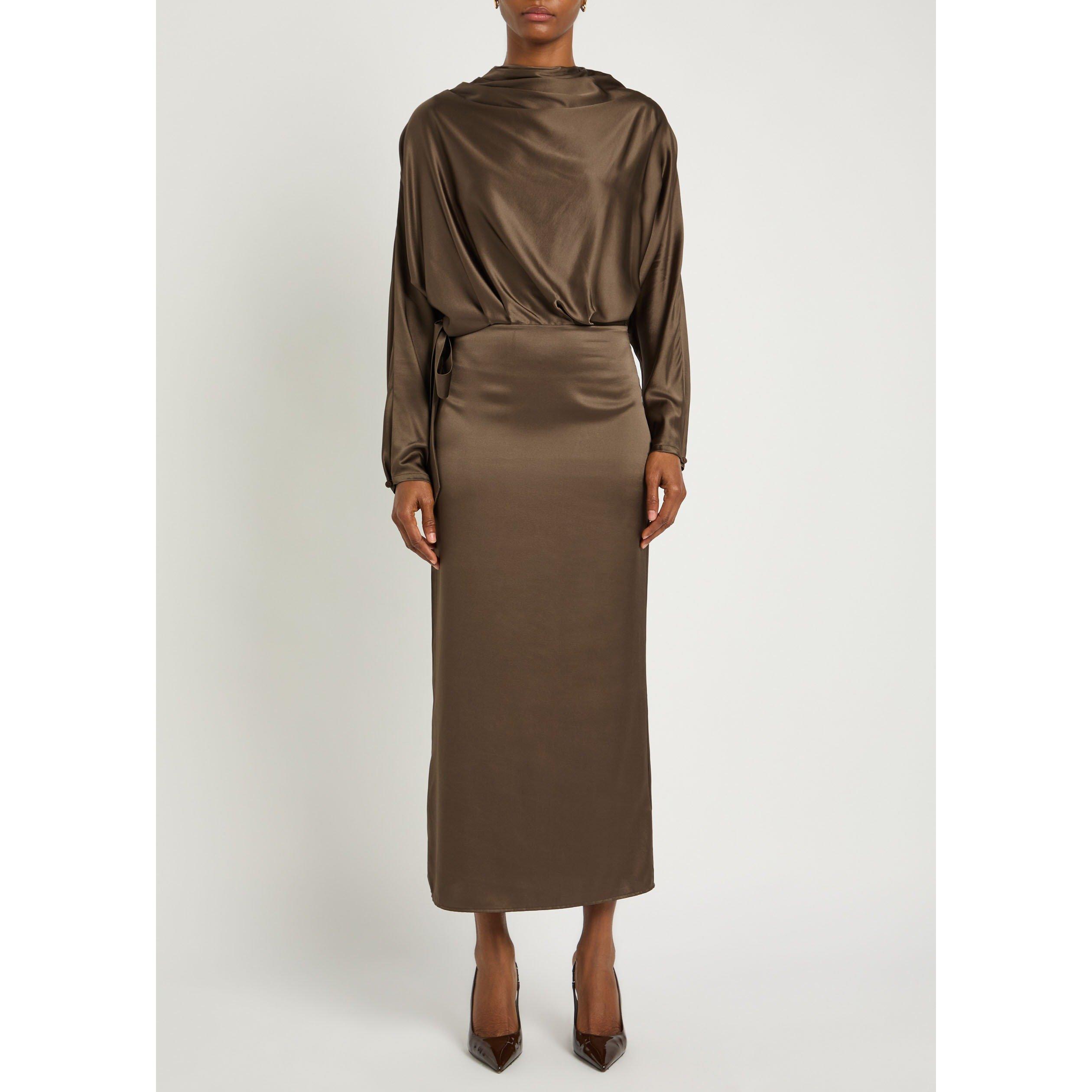 TAUPE - Staud - Women's Phoebe Silk Maxi Dress - 2