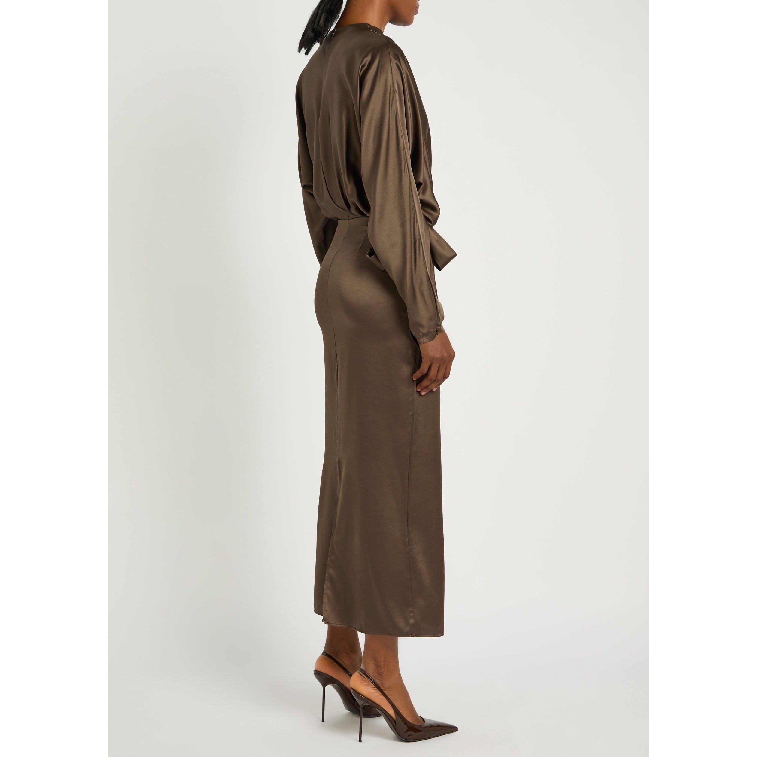 TAUPE - Staud - Women's Phoebe Silk Maxi Dress - 3