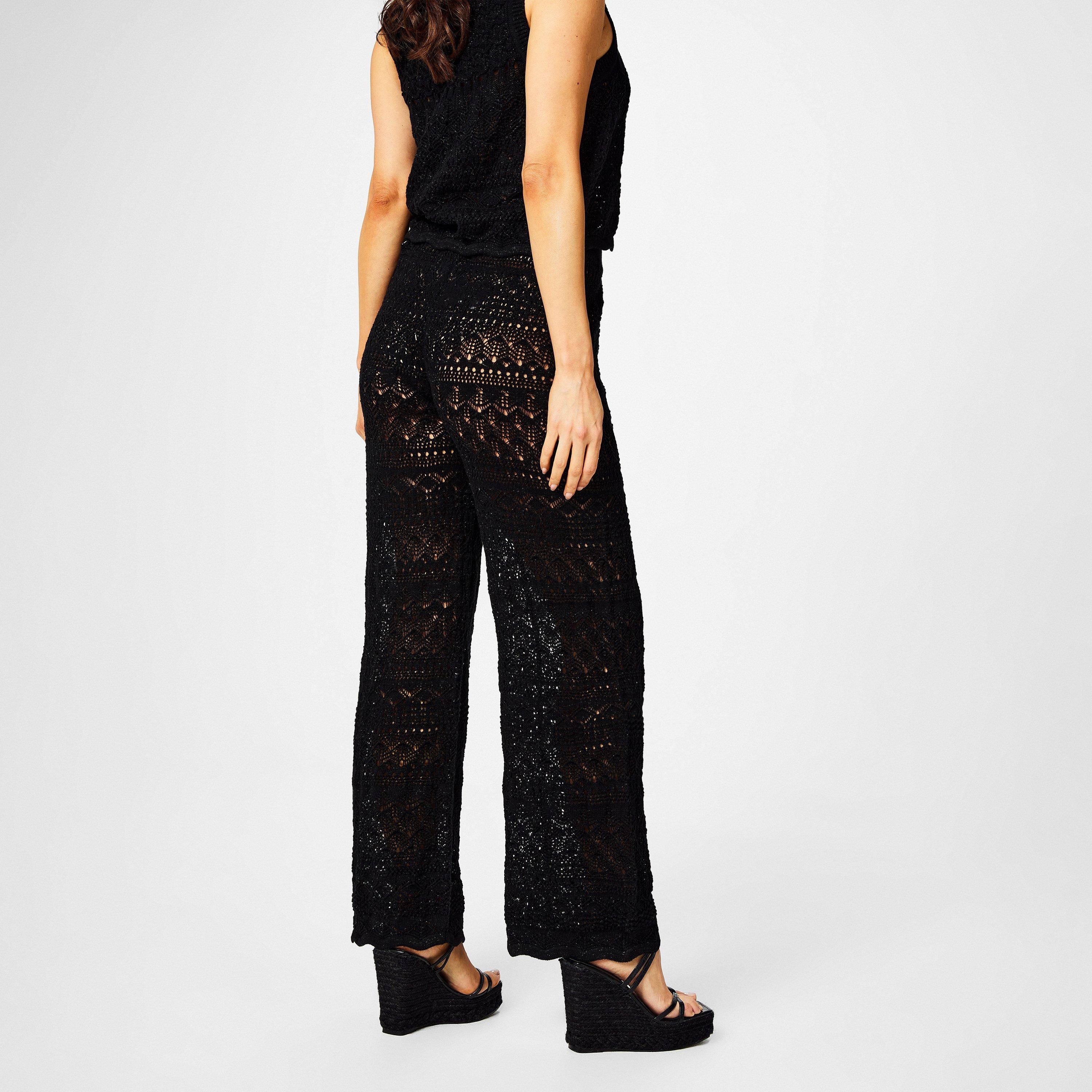 Black - Biba - Biba Pointelle Knitted Trousers - 2