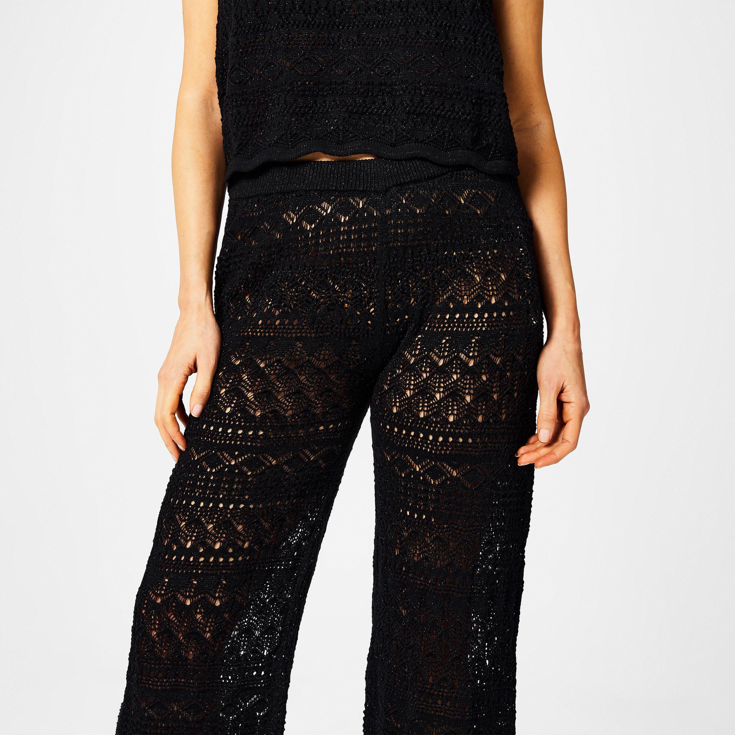 Black - Biba - Biba Pointelle Knitted Trousers - 3