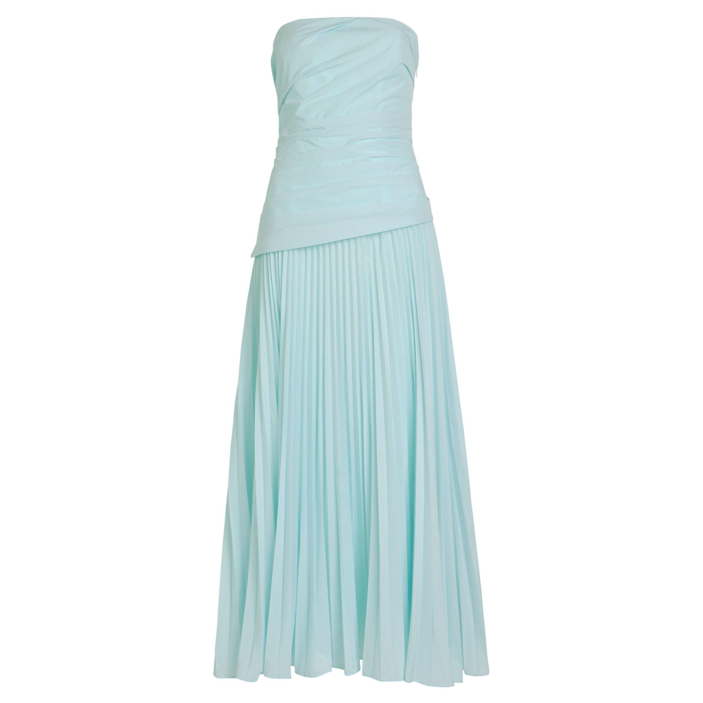 LIGHT BLUE - Jonathan Simkhai - Women's Arie Pleated Strapless A-Line Midi Dress - 1