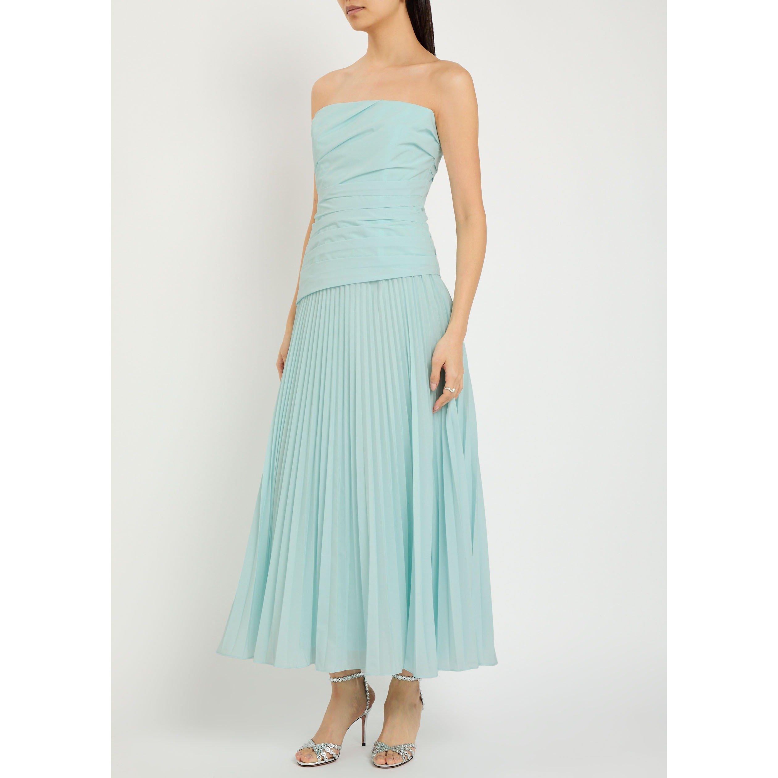 LIGHT BLUE - Jonathan Simkhai - Women's Arie Pleated Strapless A-Line Midi Dress - 2