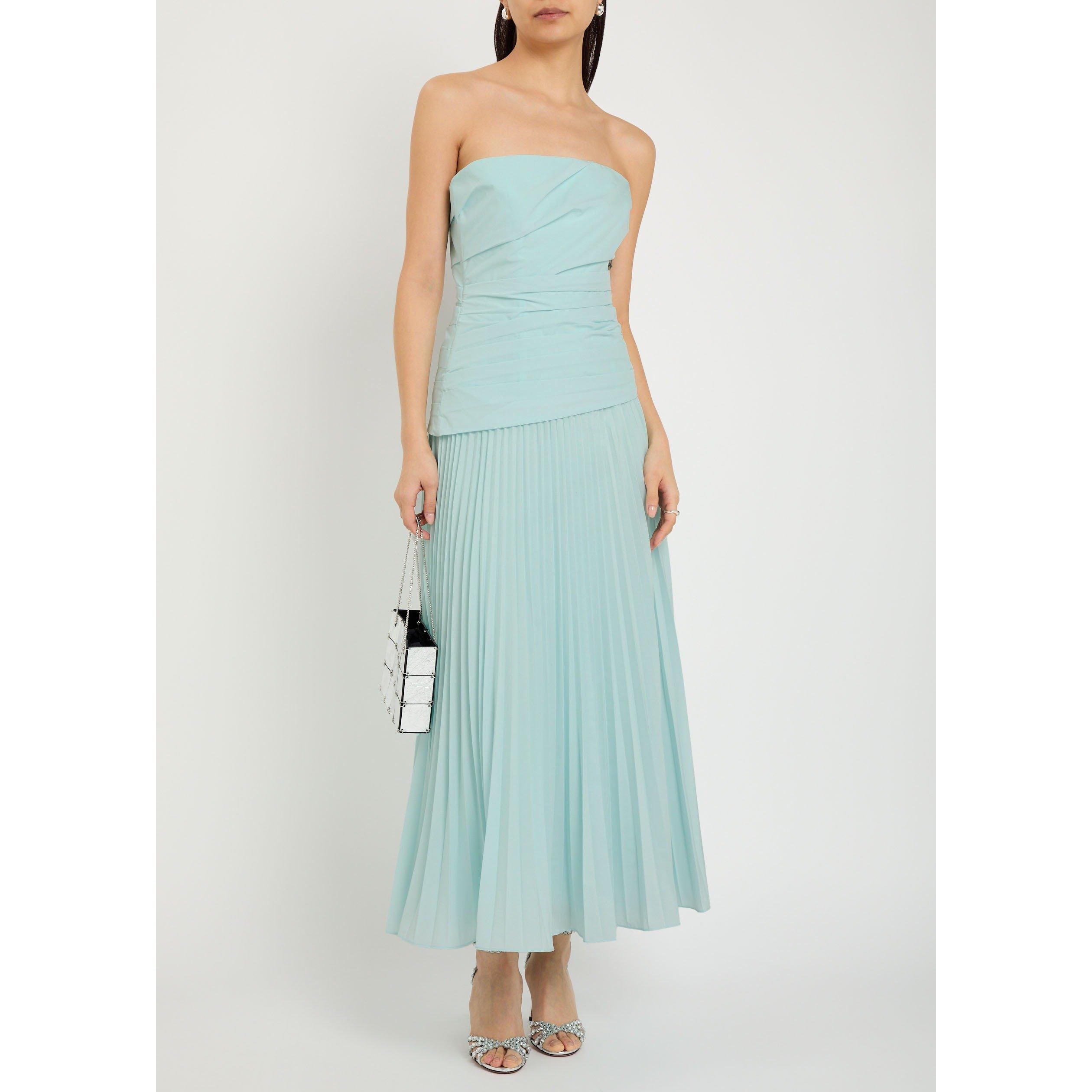 LIGHT BLUE - Jonathan Simkhai - Women's Arie Pleated Strapless A-Line Midi Dress - 5