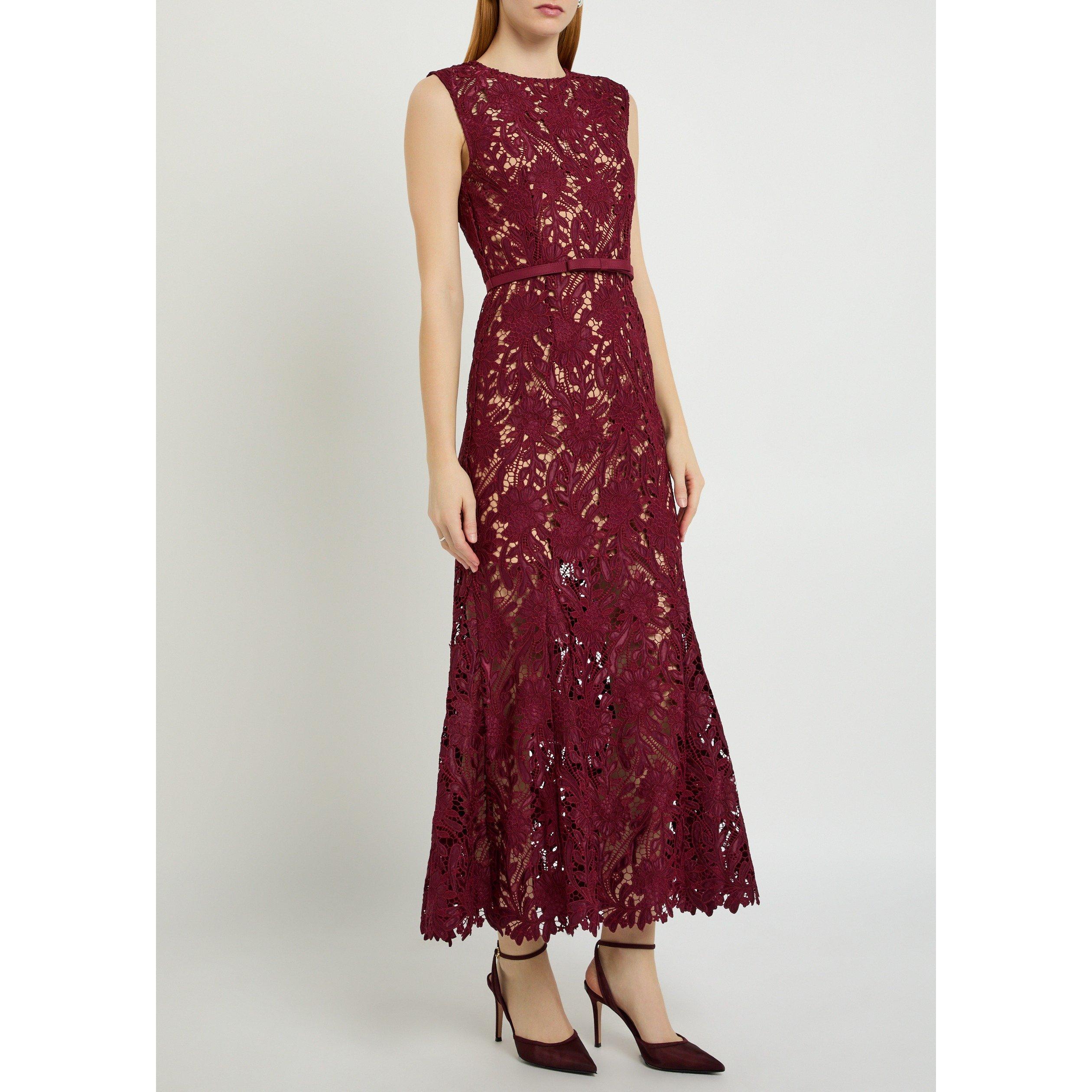 BURGUNDY - Self Portrait - LD BRGNDY GUIPURE LACE MIDI DR - 2