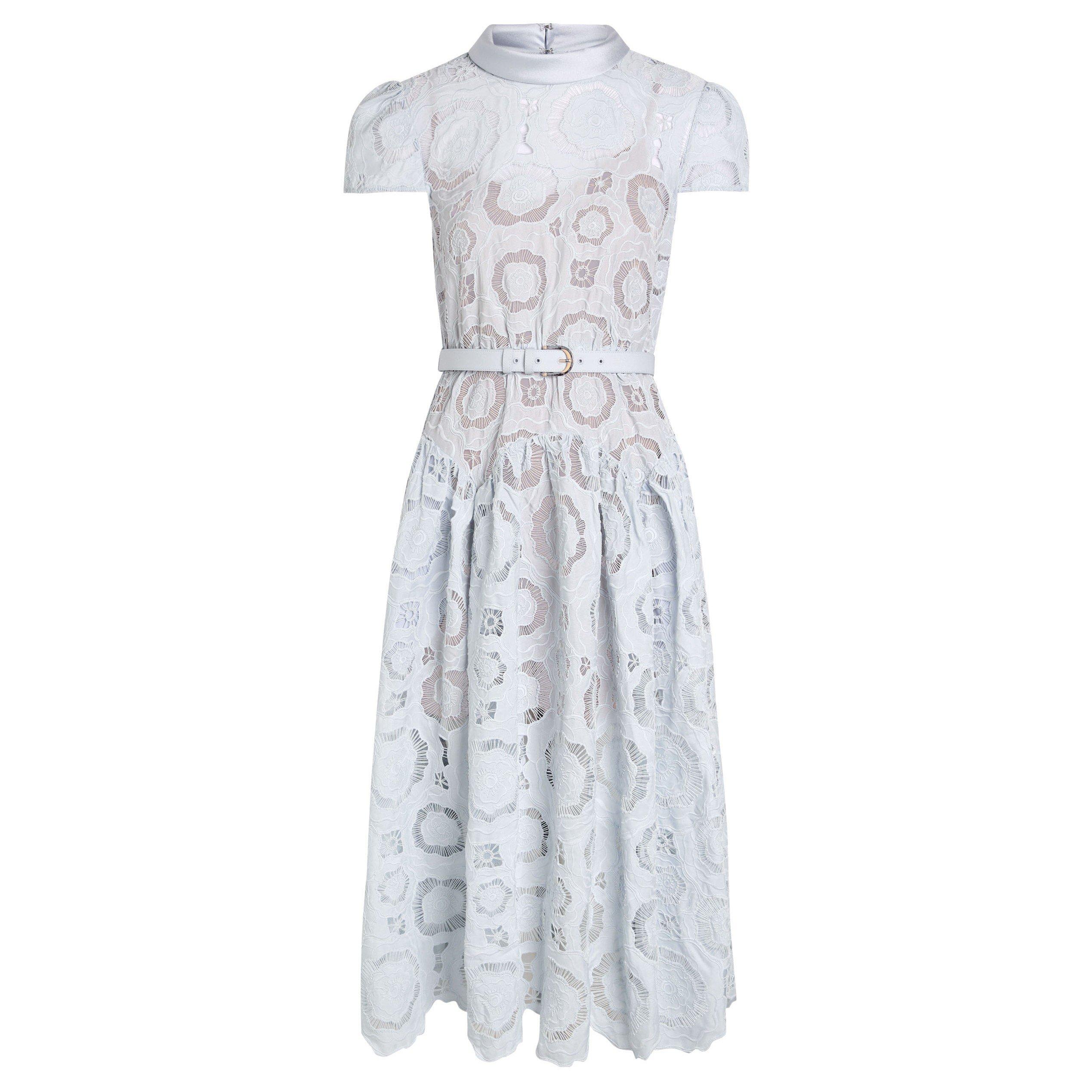 BLUE - Self Portrait - LD BLUE FLORAL LACE MIDI DRESS - 1