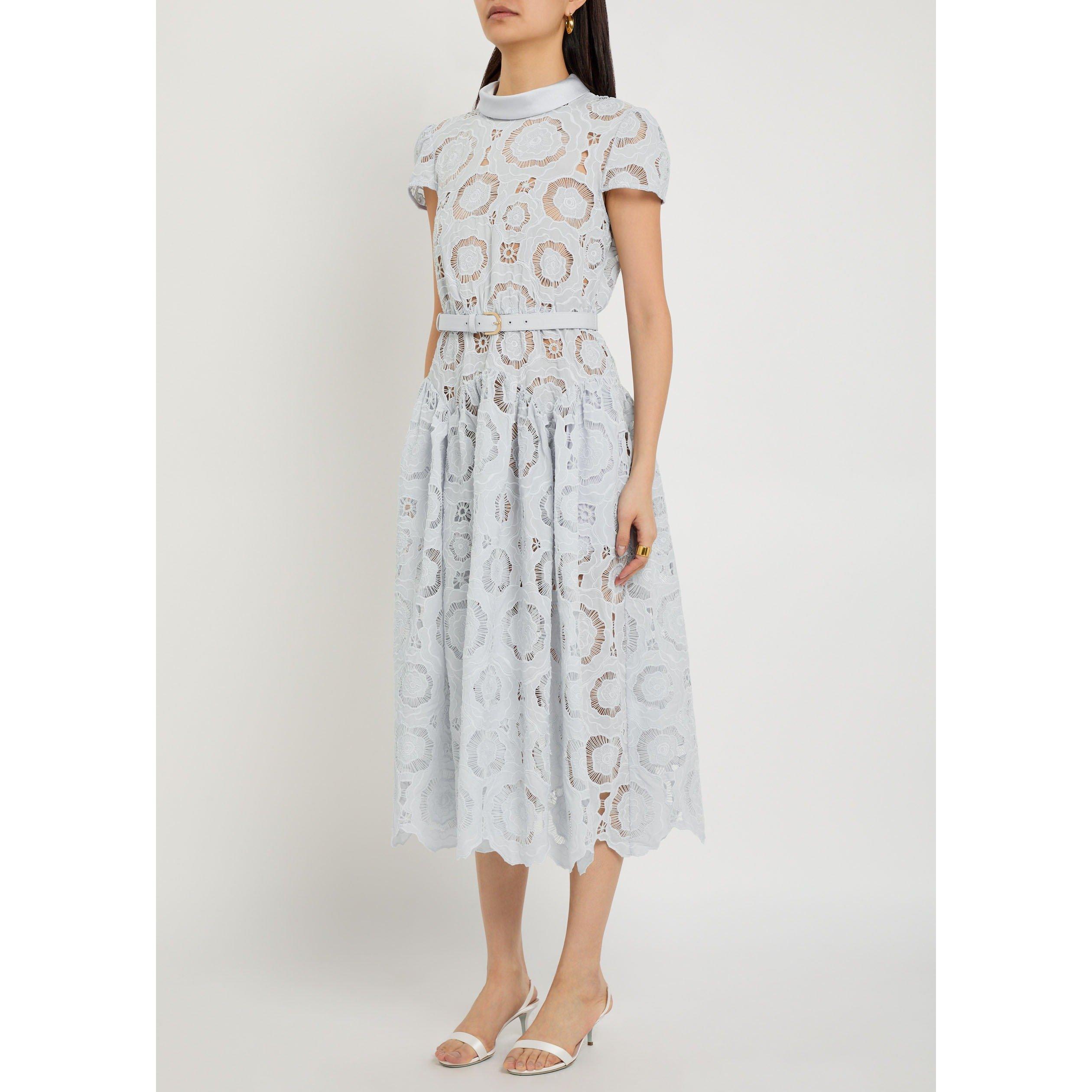 BLUE - Self Portrait - LD BLUE FLORAL LACE MIDI DRESS - 2