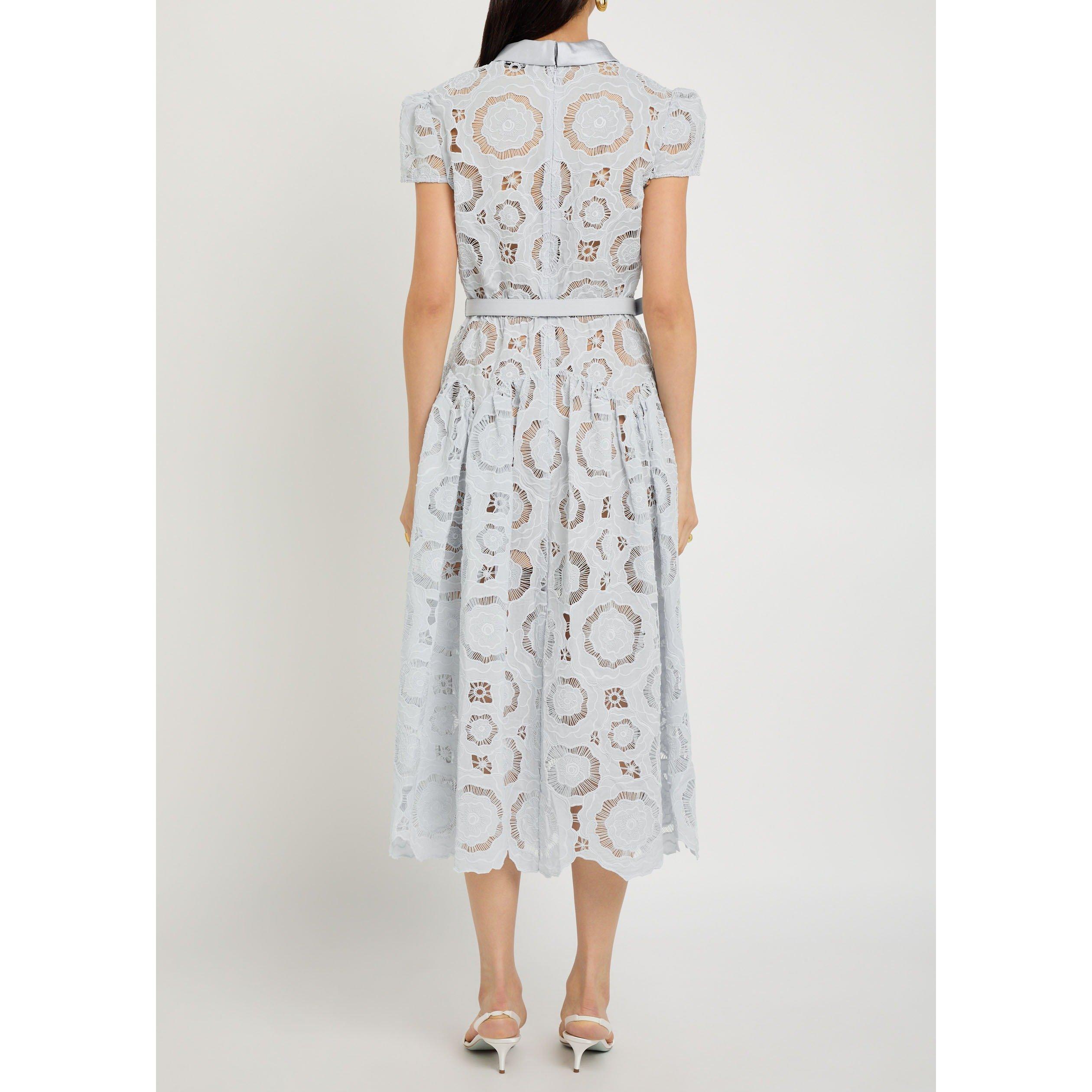 BLUE - Self Portrait - LD BLUE FLORAL LACE MIDI DRESS - 3