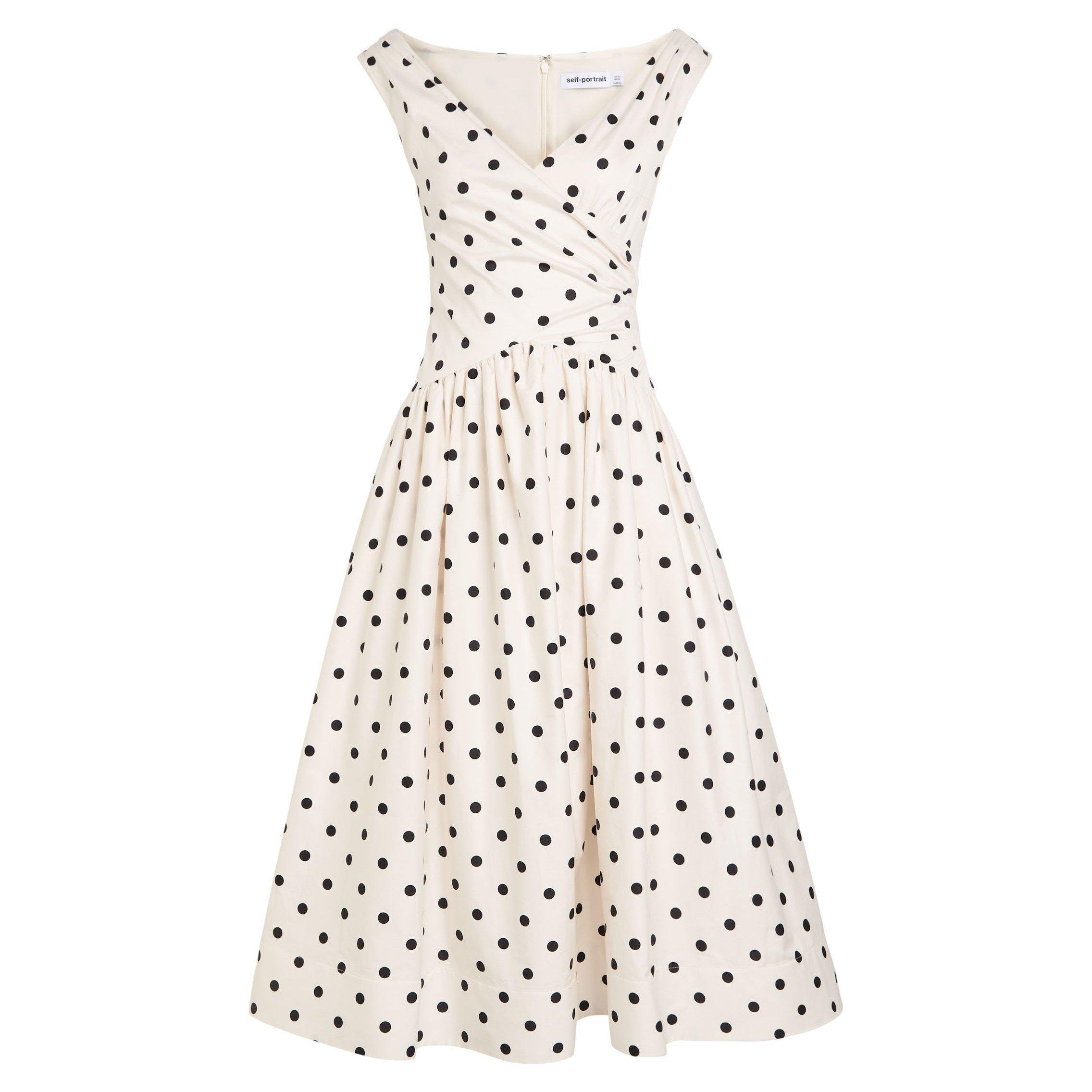 CREAM AND OTHER - Self Portrait - LD CREAM POLKA DOT MIDI DRESS