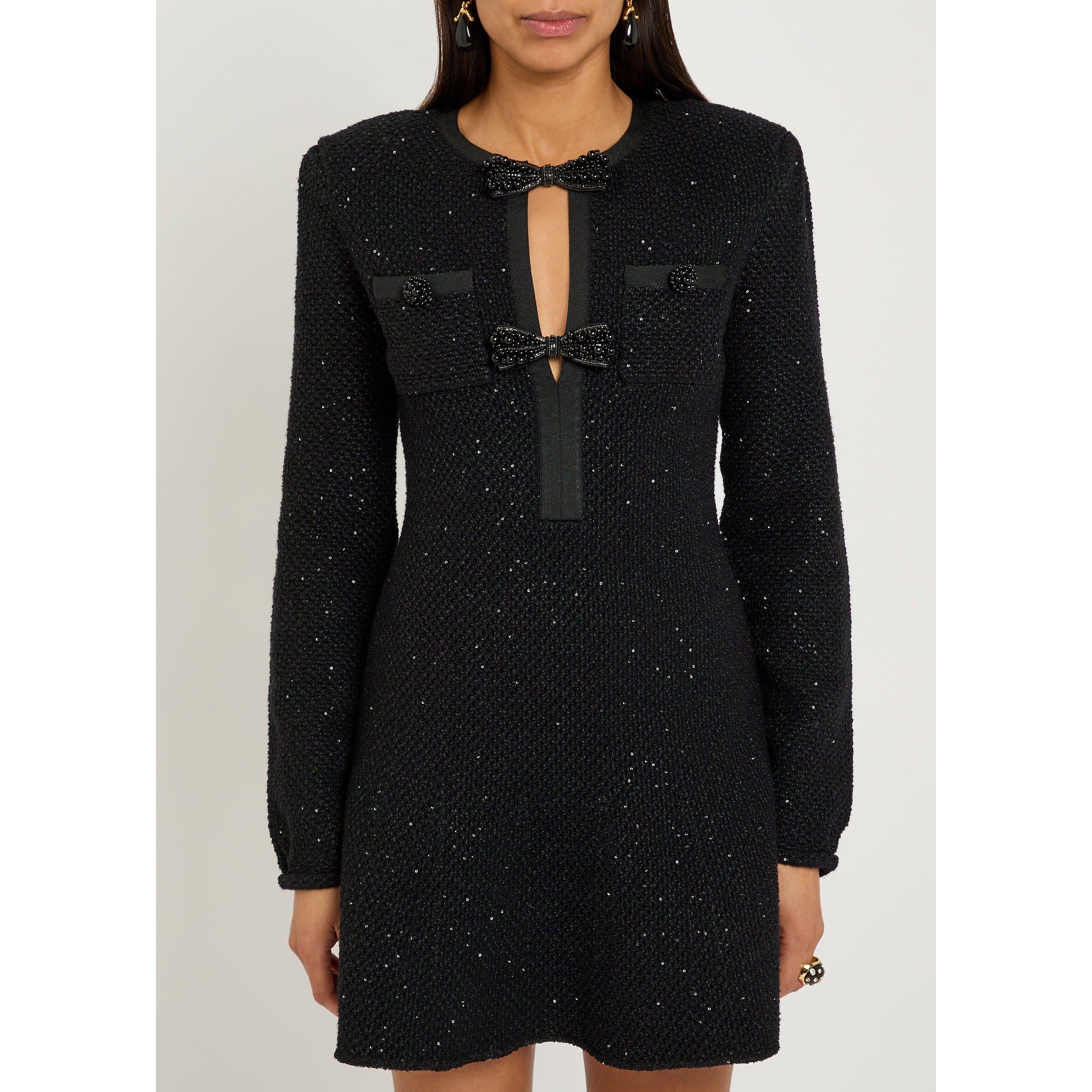 BLACK - Self Portrait - SD BLACK SEQUIN KNIT MINI DRES - 2