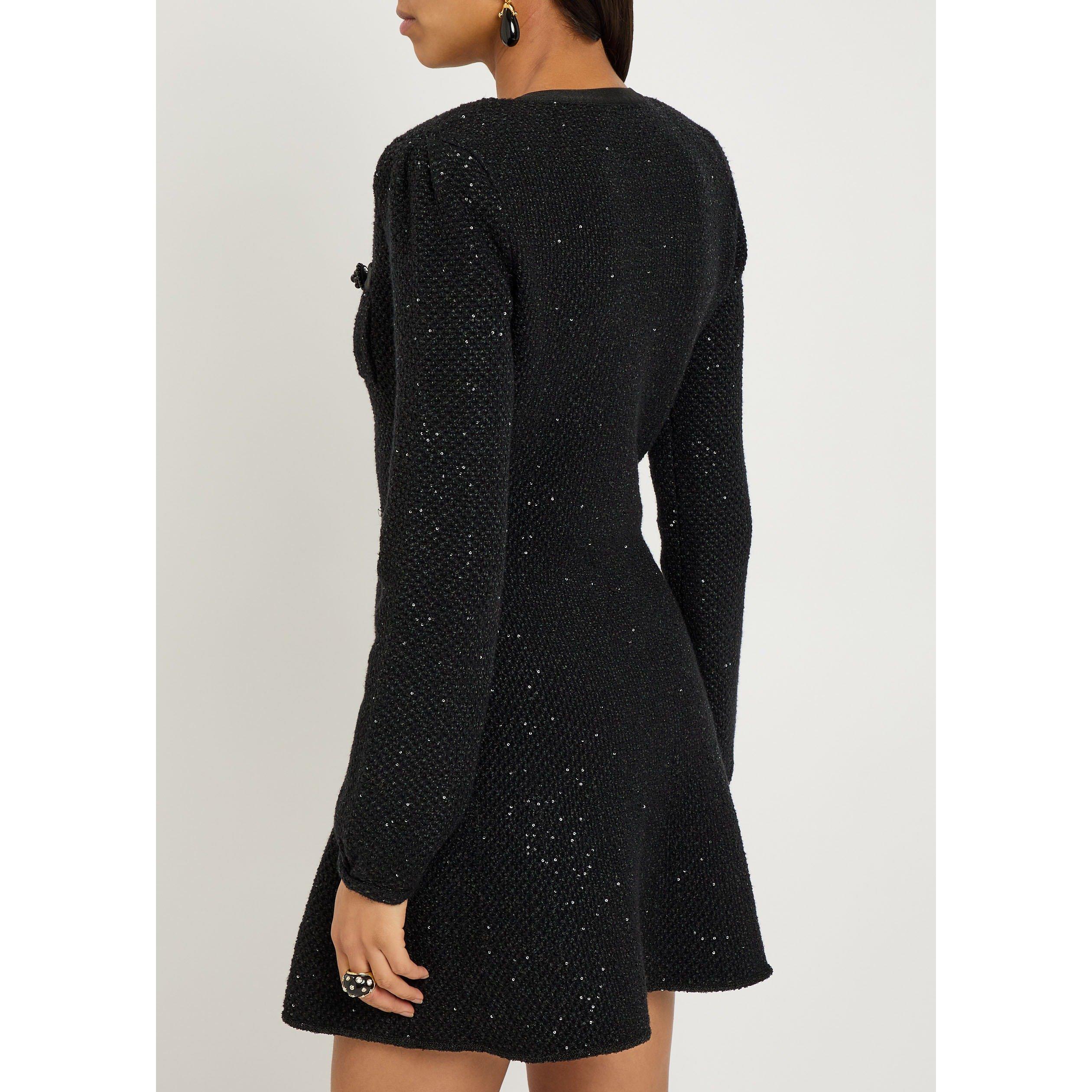 BLACK - Self Portrait - SD BLACK SEQUIN KNIT MINI DRES - 3