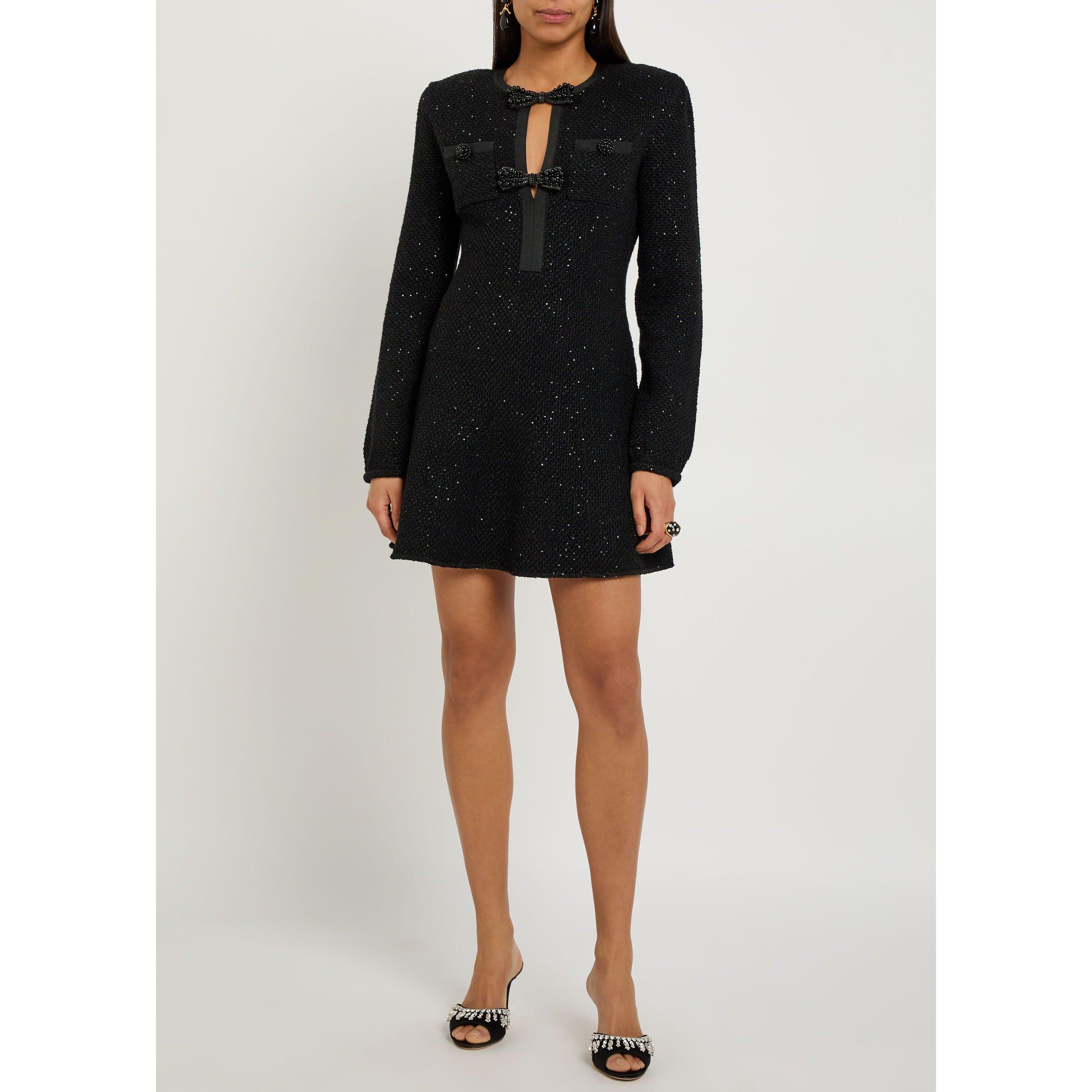 BLACK - Self Portrait - SD BLACK SEQUIN KNIT MINI DRES - 5