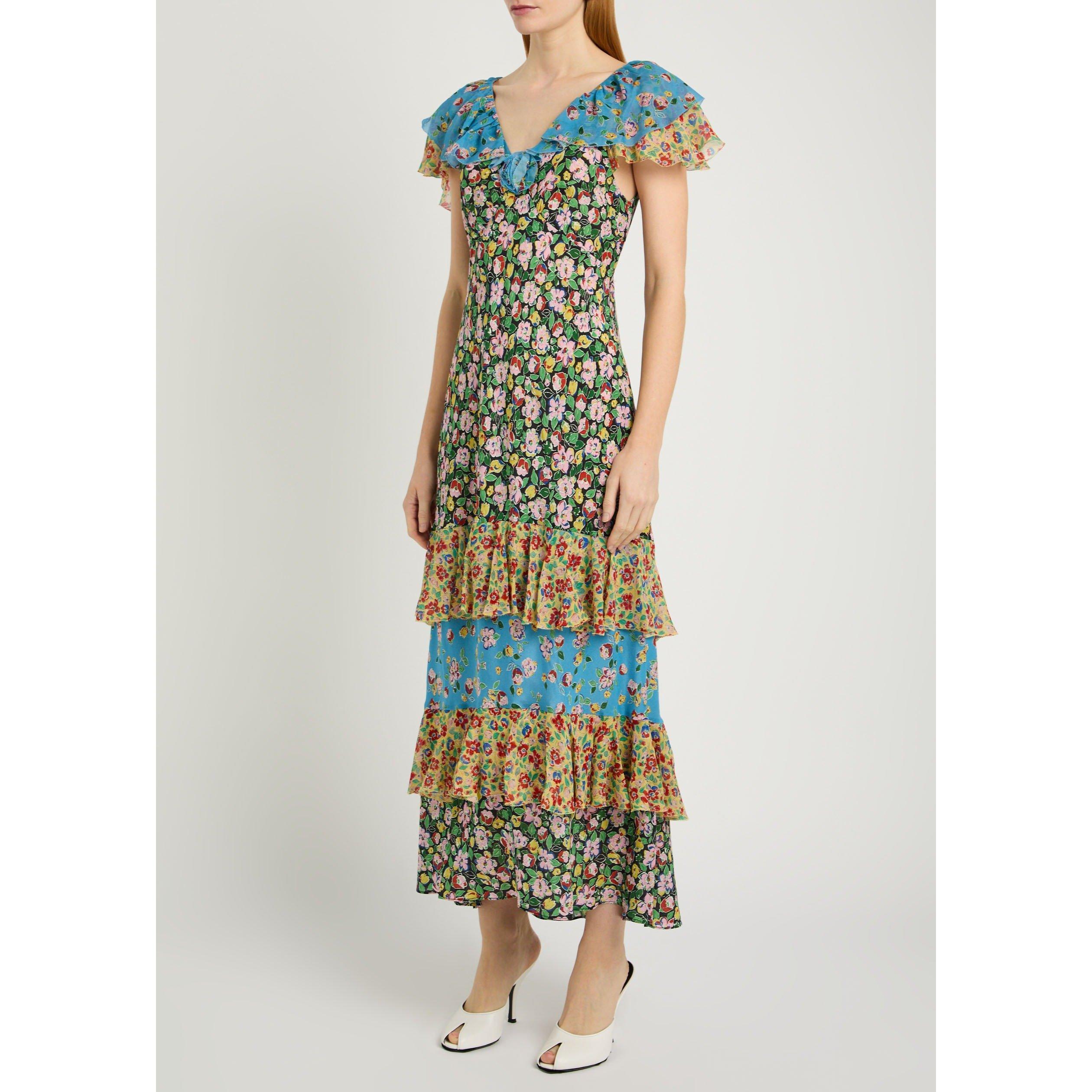 MULTICOLOURED - RIXO - Women's Benoite Floral Silk Maxi Dress - 2