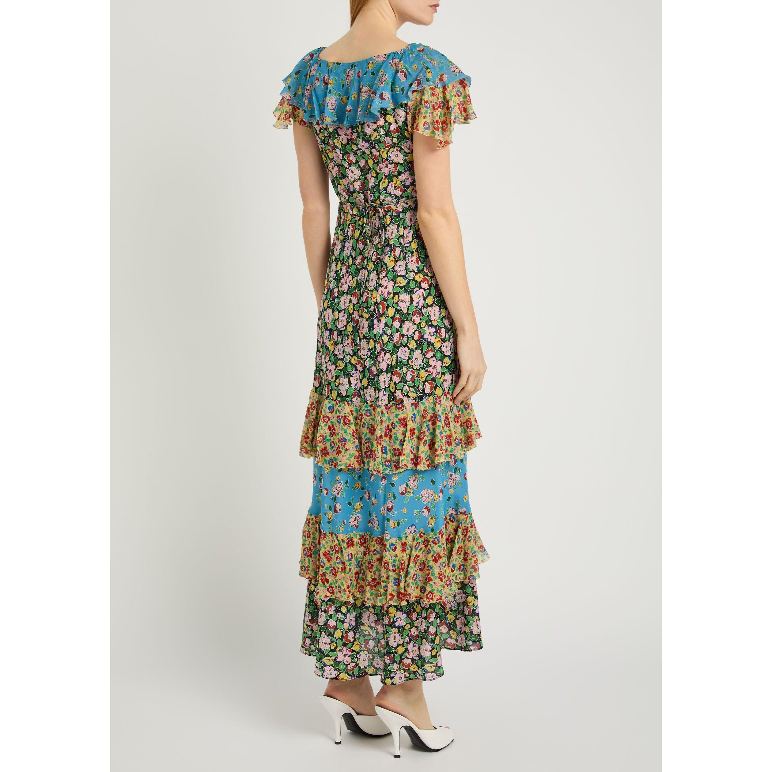 MULTICOLOURED - RIXO - Women's Benoite Floral Silk Maxi Dress - 3