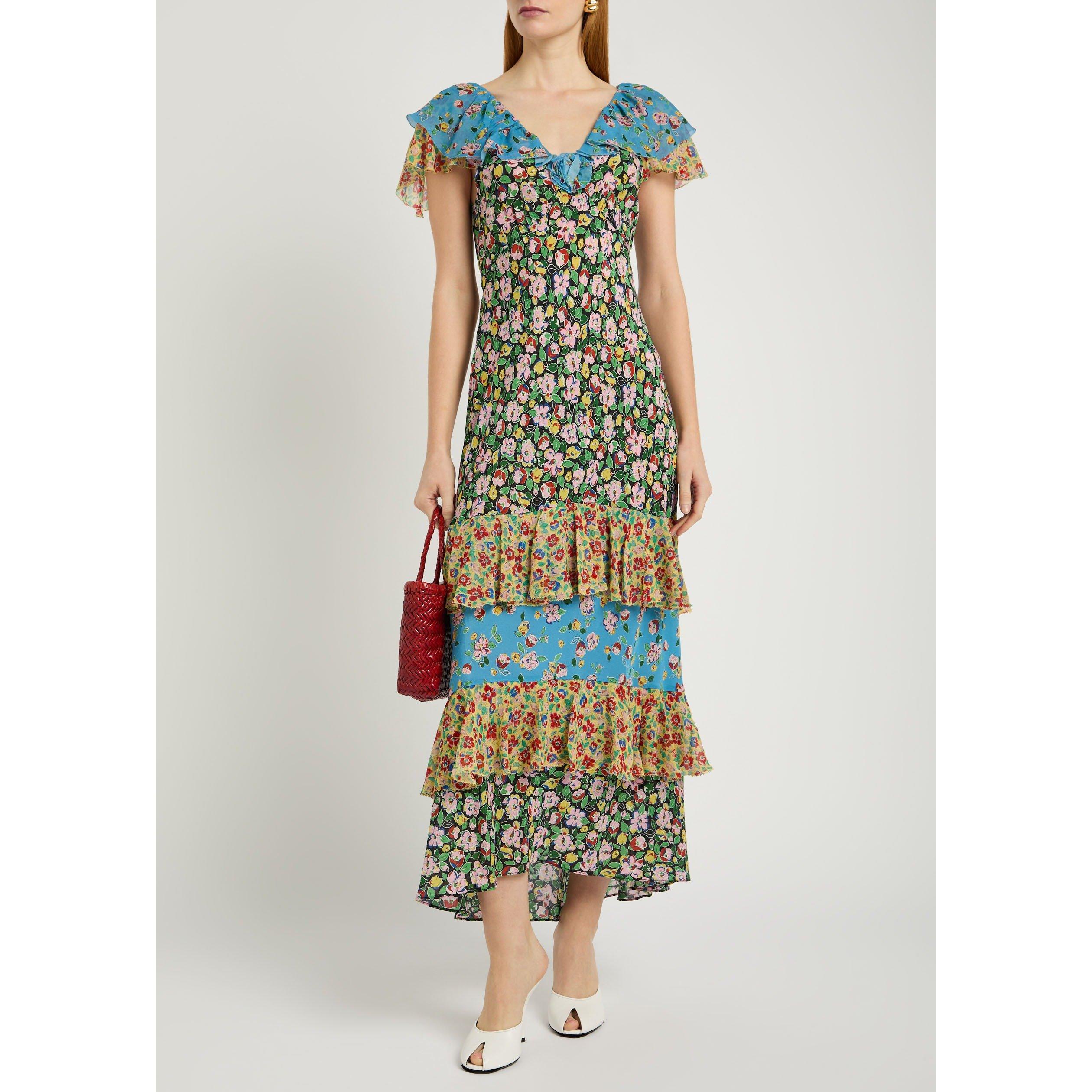 MULTICOLOURED - RIXO - Women's Benoite Floral Silk Maxi Dress - 5