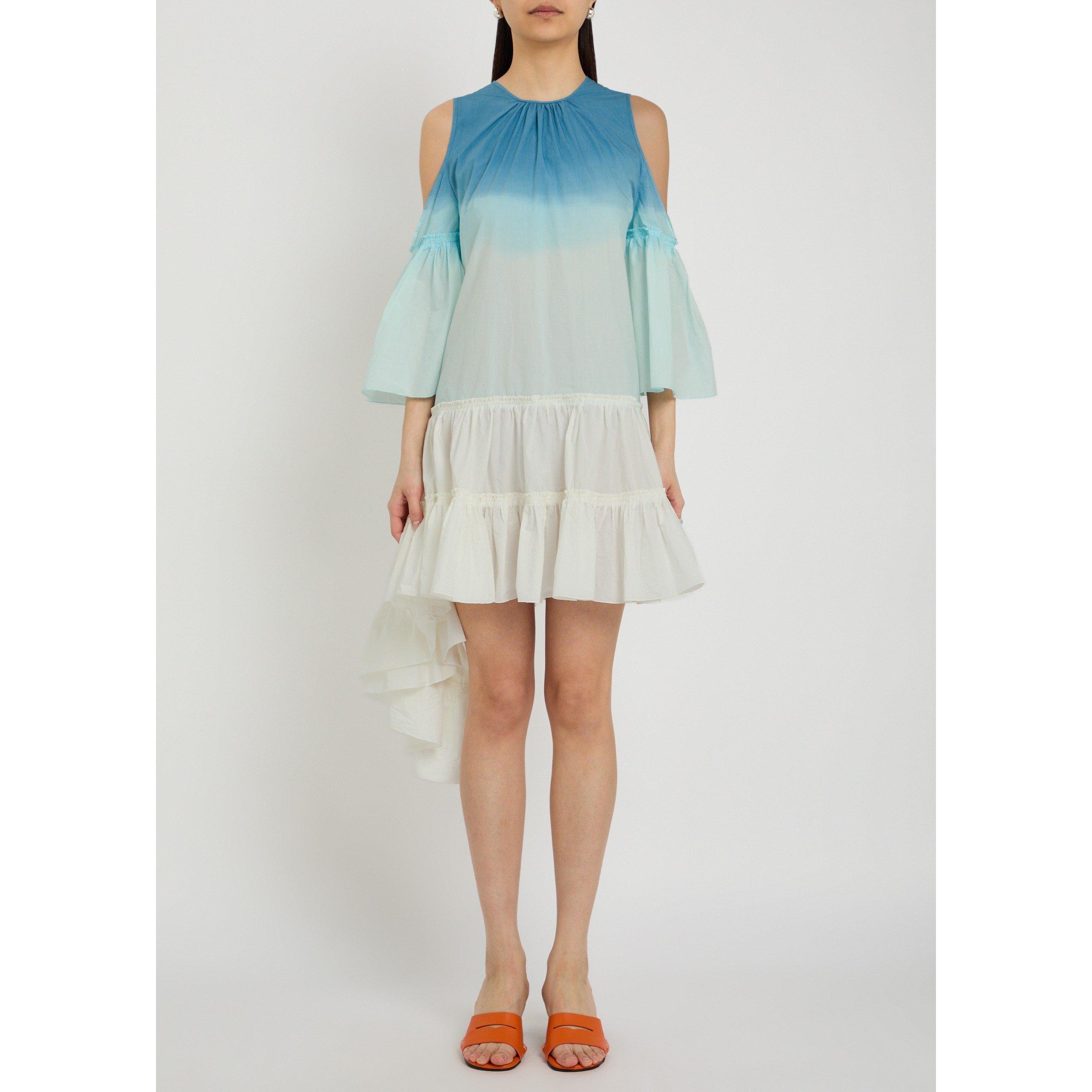 WHITE AND BLUE - JW Anderson - DIP DYE RUFFLE DRESS - 2