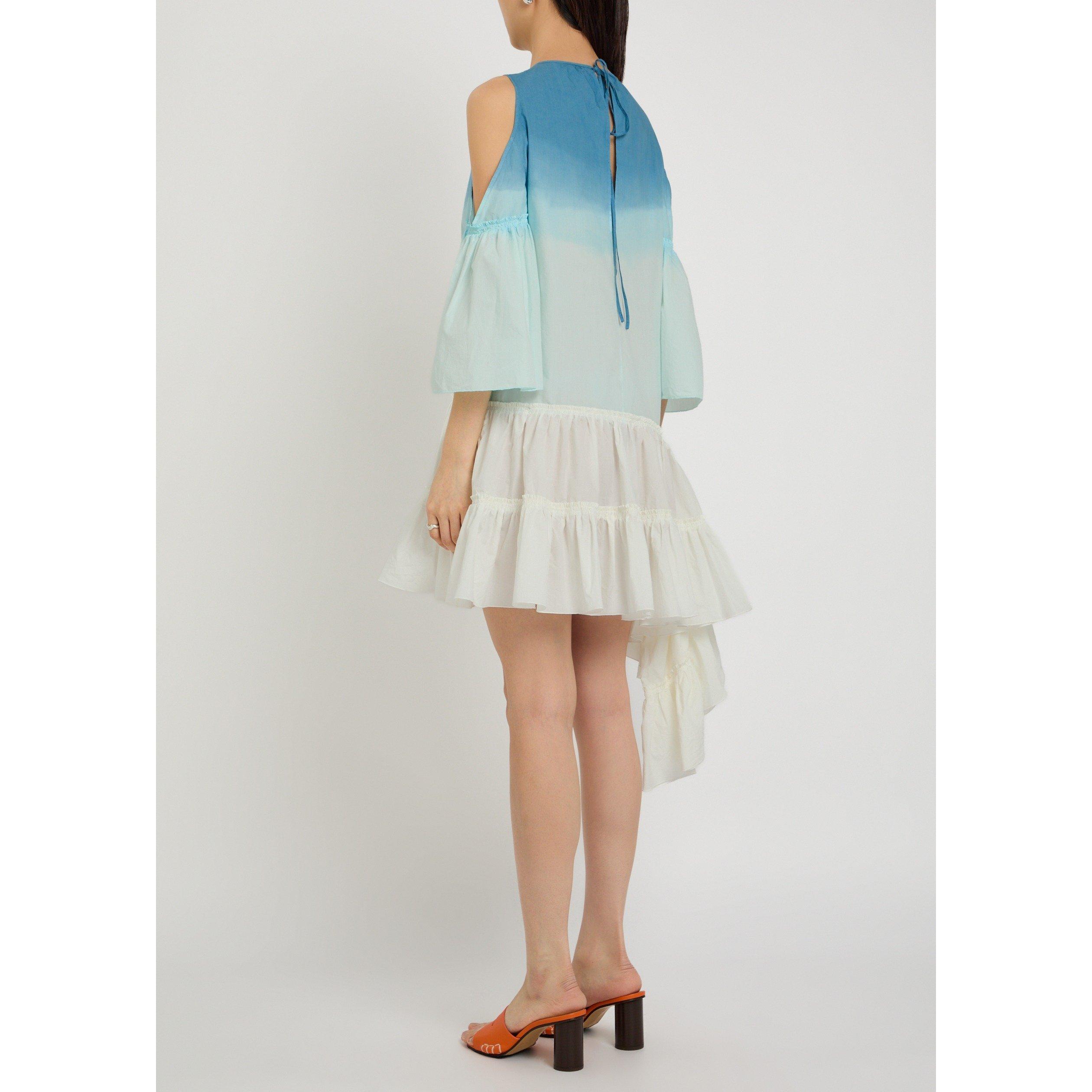 WHITE AND BLUE - JW Anderson - DIP DYE RUFFLE DRESS - 3