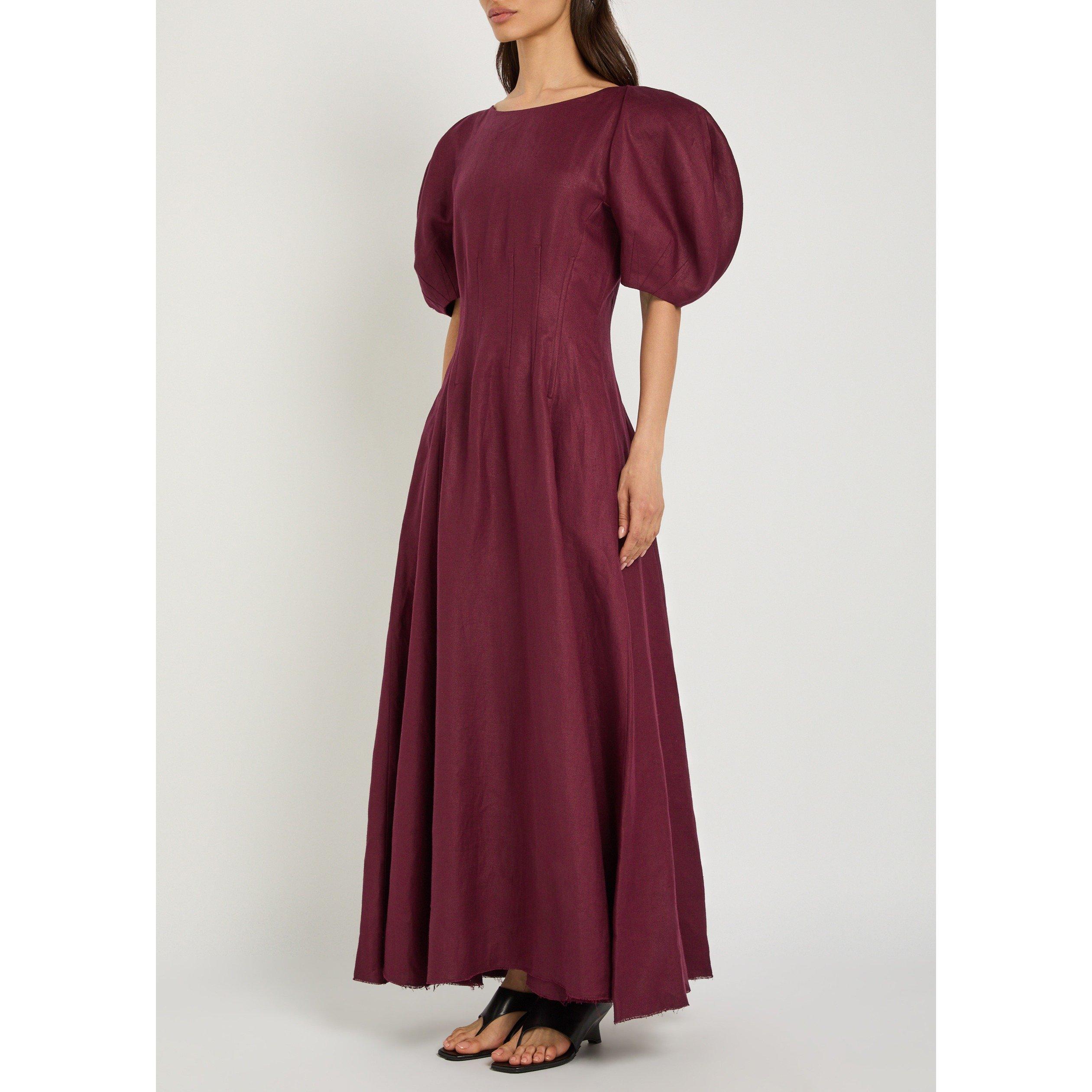 BORDEAUX - Gabriela Hearst - Women's Ranya Linen A-Line Dress - 2