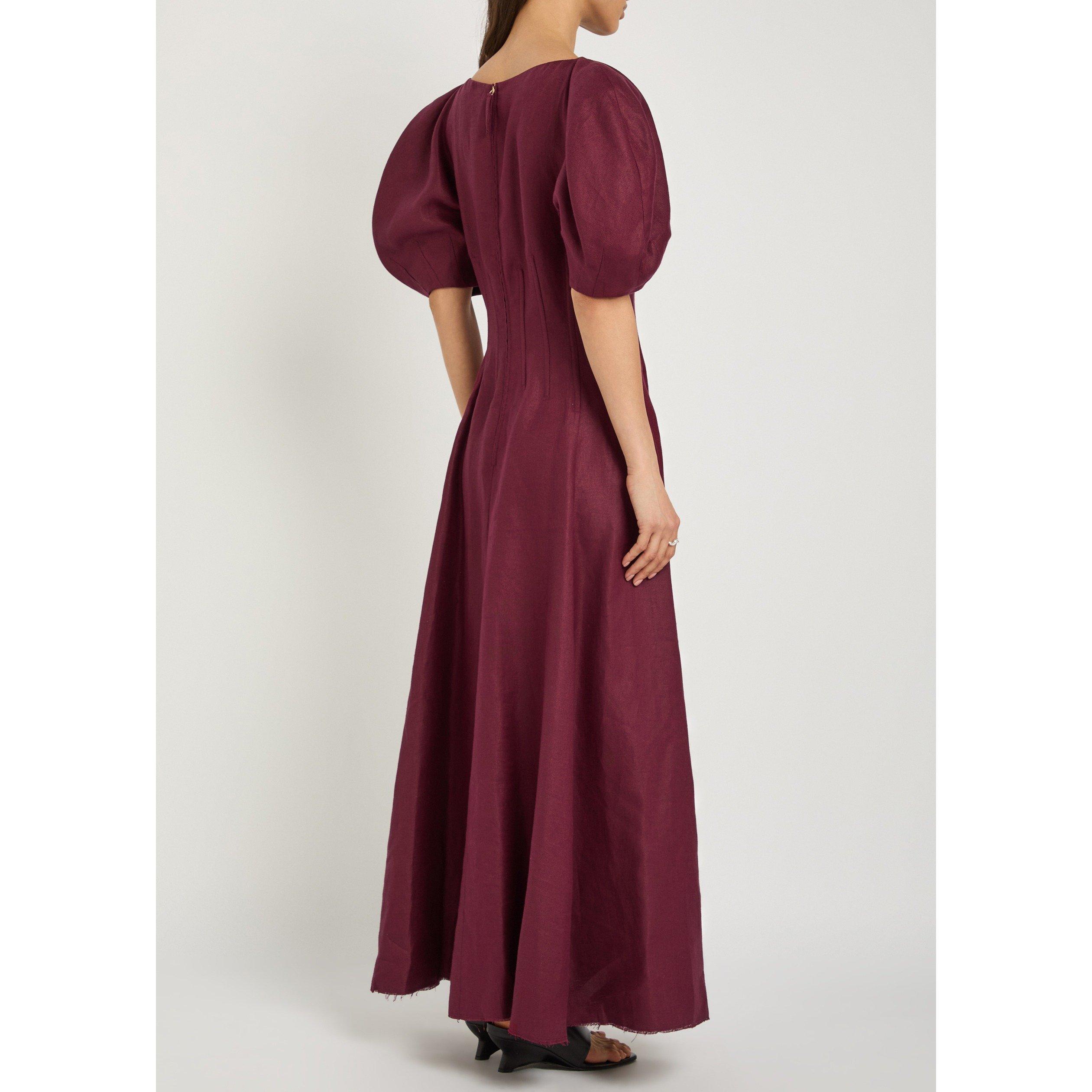 BORDEAUX - Gabriela Hearst - Women's Ranya Linen A-Line Dress - 3