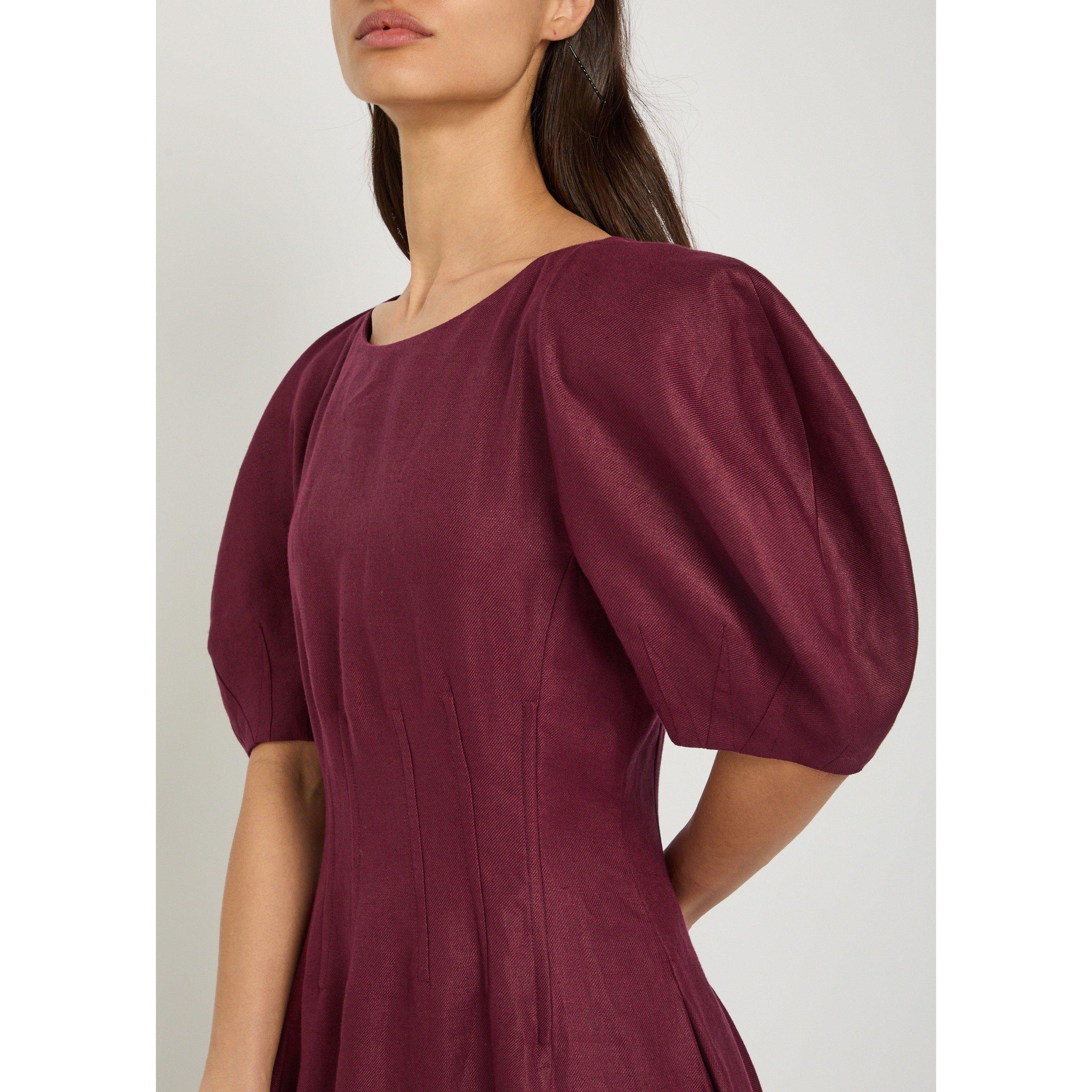 BORDEAUX - Gabriela Hearst - Women's Ranya Linen A-Line Dress - 4