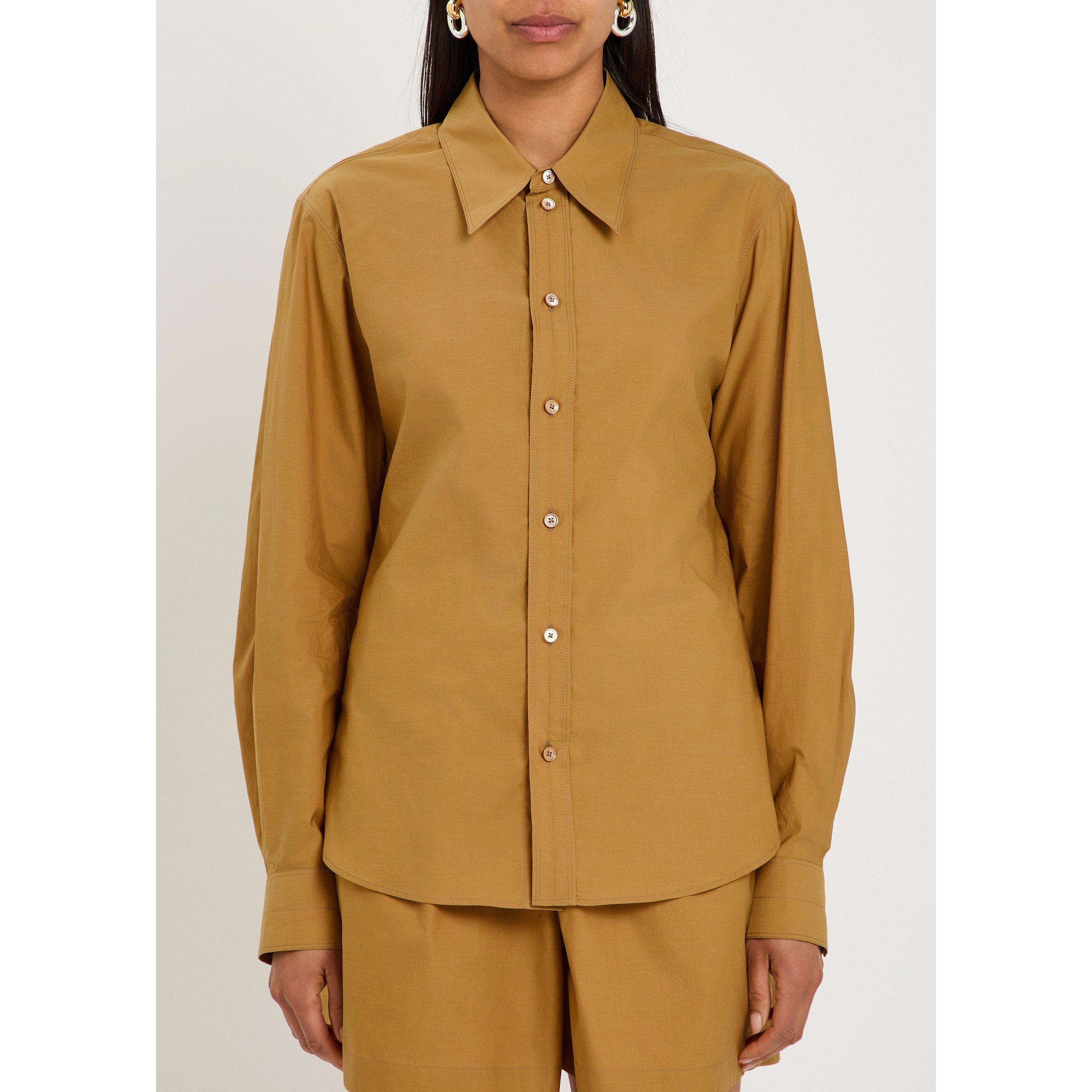 LIGHT BROWN - Lemaire - Women's Cotton Point Collar Long-Sleeve Shirt - 2