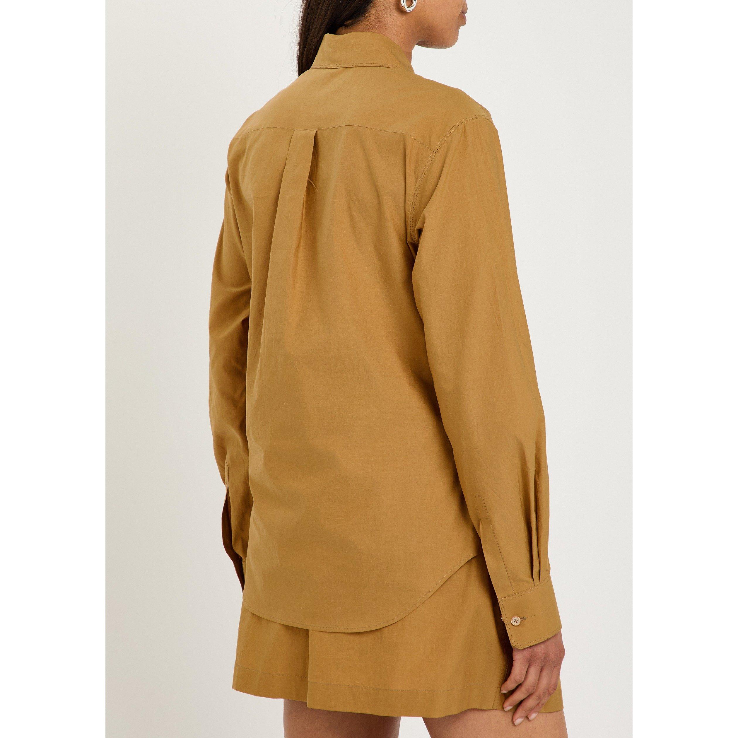 LIGHT BROWN - Lemaire - Women's Cotton Point Collar Long-Sleeve Shirt - 3