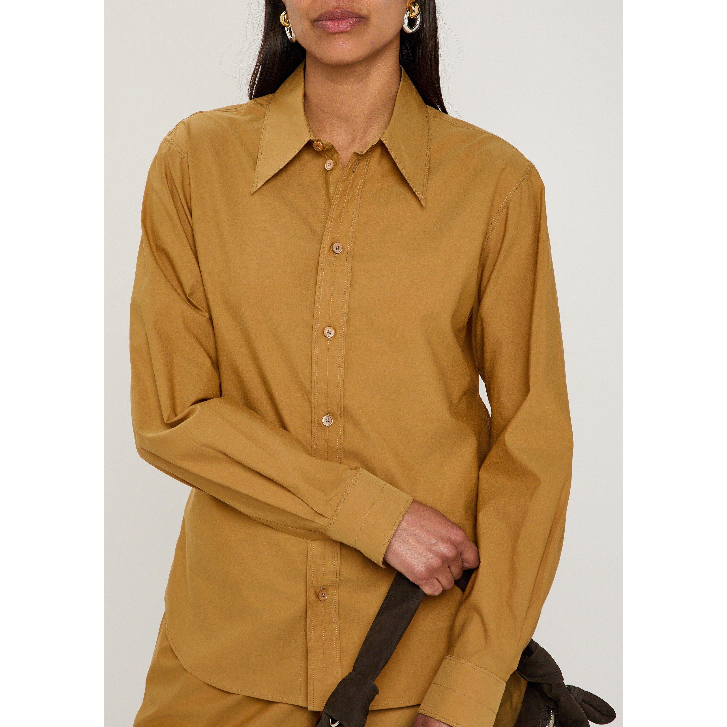 LIGHT BROWN - Lemaire - Women's Cotton Point Collar Long-Sleeve Shirt - 4