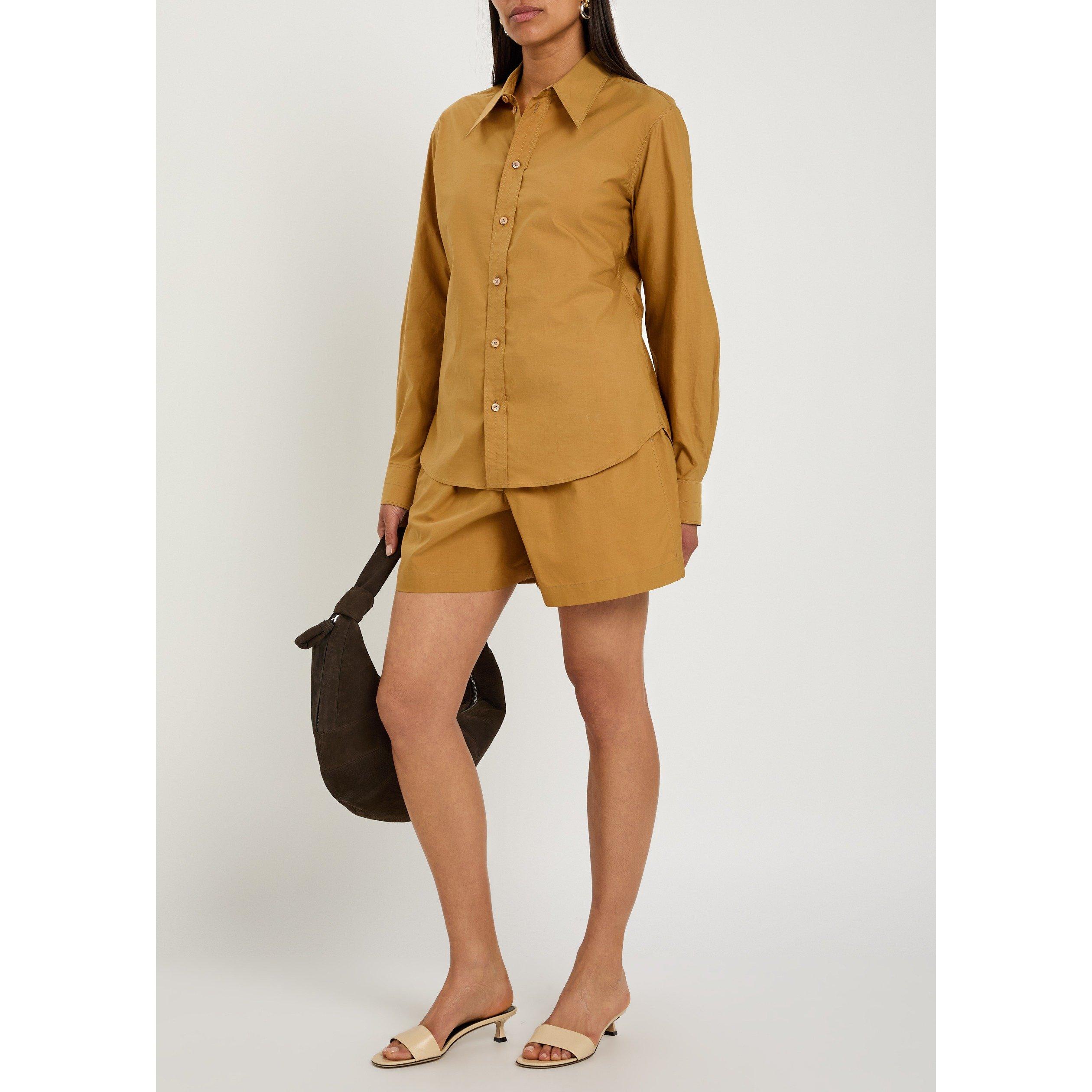 LIGHT BROWN - Lemaire - Women's Cotton Point Collar Long-Sleeve Shirt - 5
