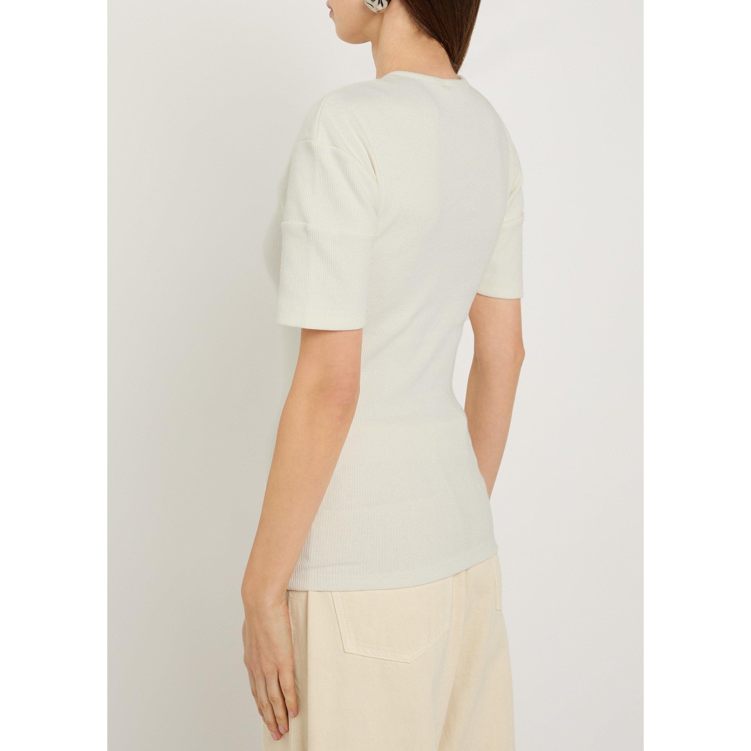 OFF WHITE - Lemaire - Women's Cotton Short-Sleeve Slim-Fit Henley Top - 3