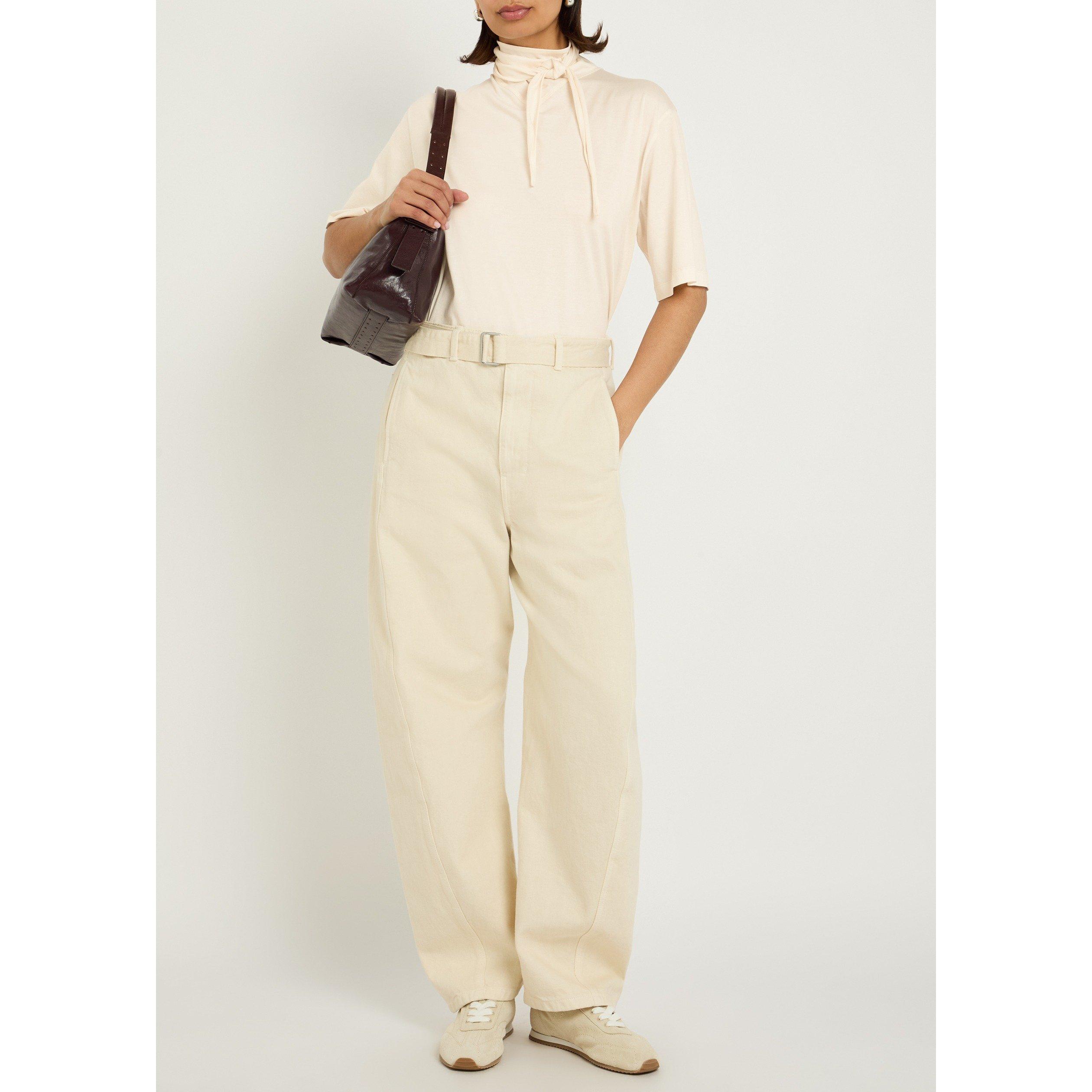 CREAM - Lemaire - Women's Cotton Foulard Neck Oversized T-Shirt - 5