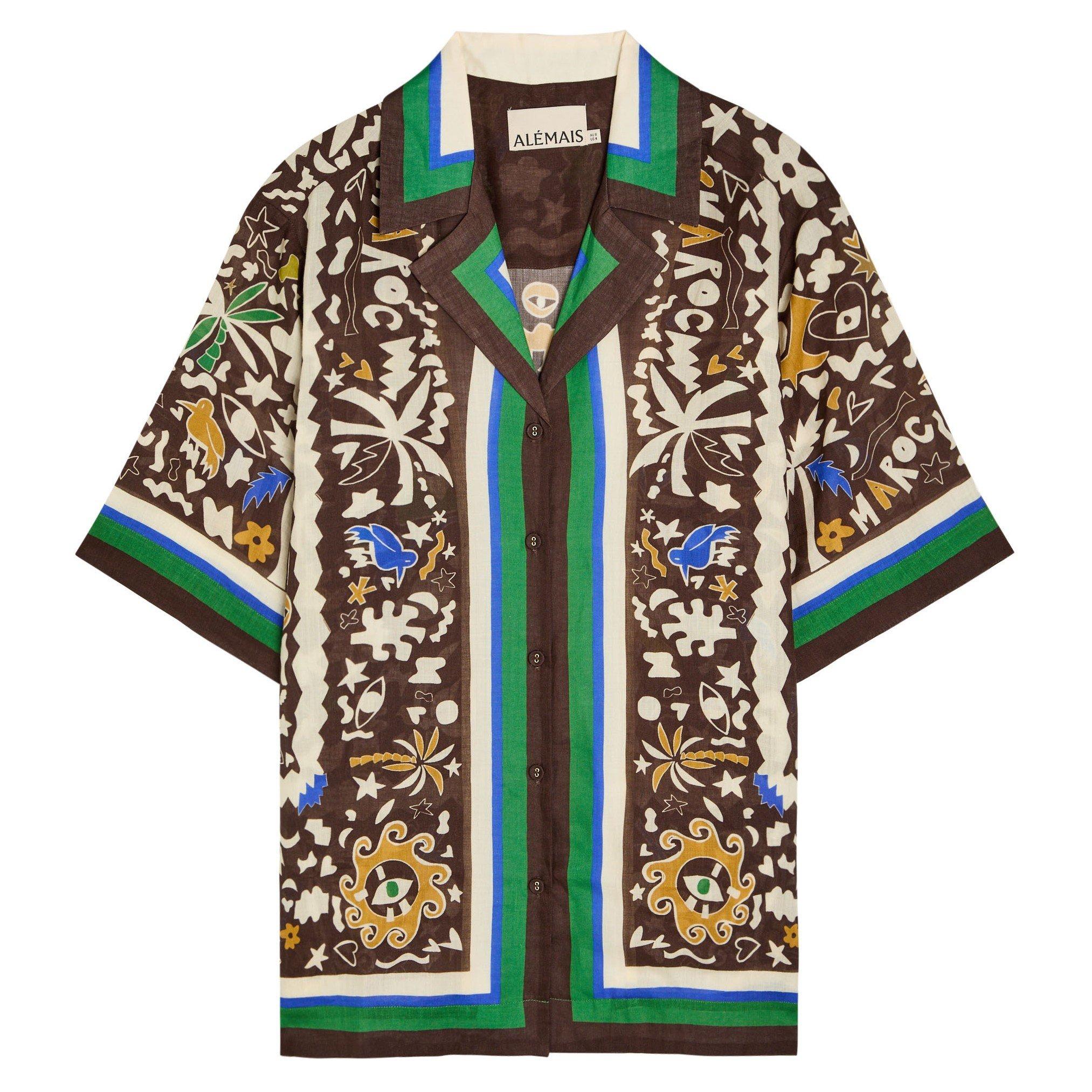 MULTICOLOURED - Alemais - Women's Maroc Relaxed Ramie Short-Sleeve Patterned Shirt - 1