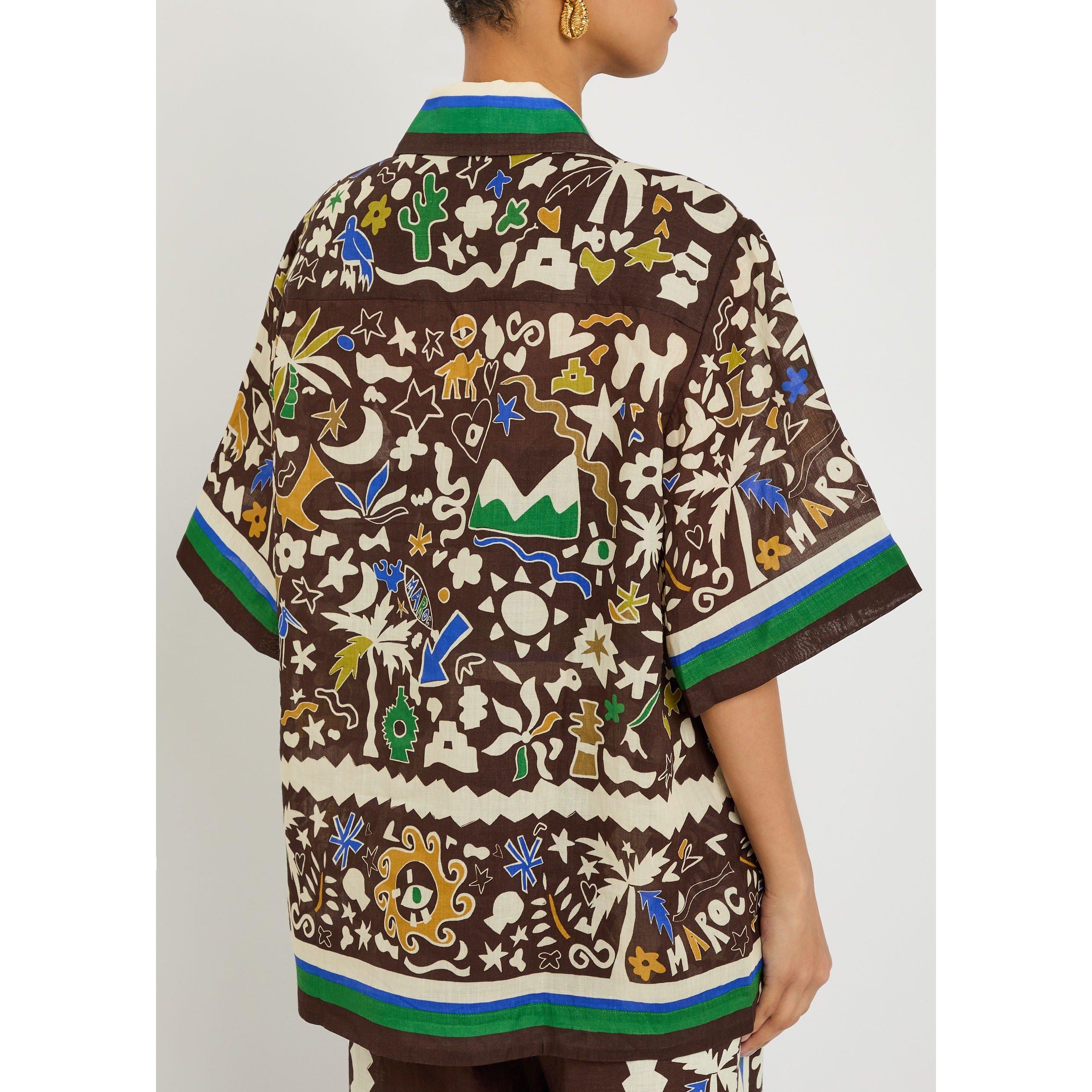MULTICOLOURED - Alemais - Women's Maroc Relaxed Ramie Short-Sleeve Patterned Shirt - 3