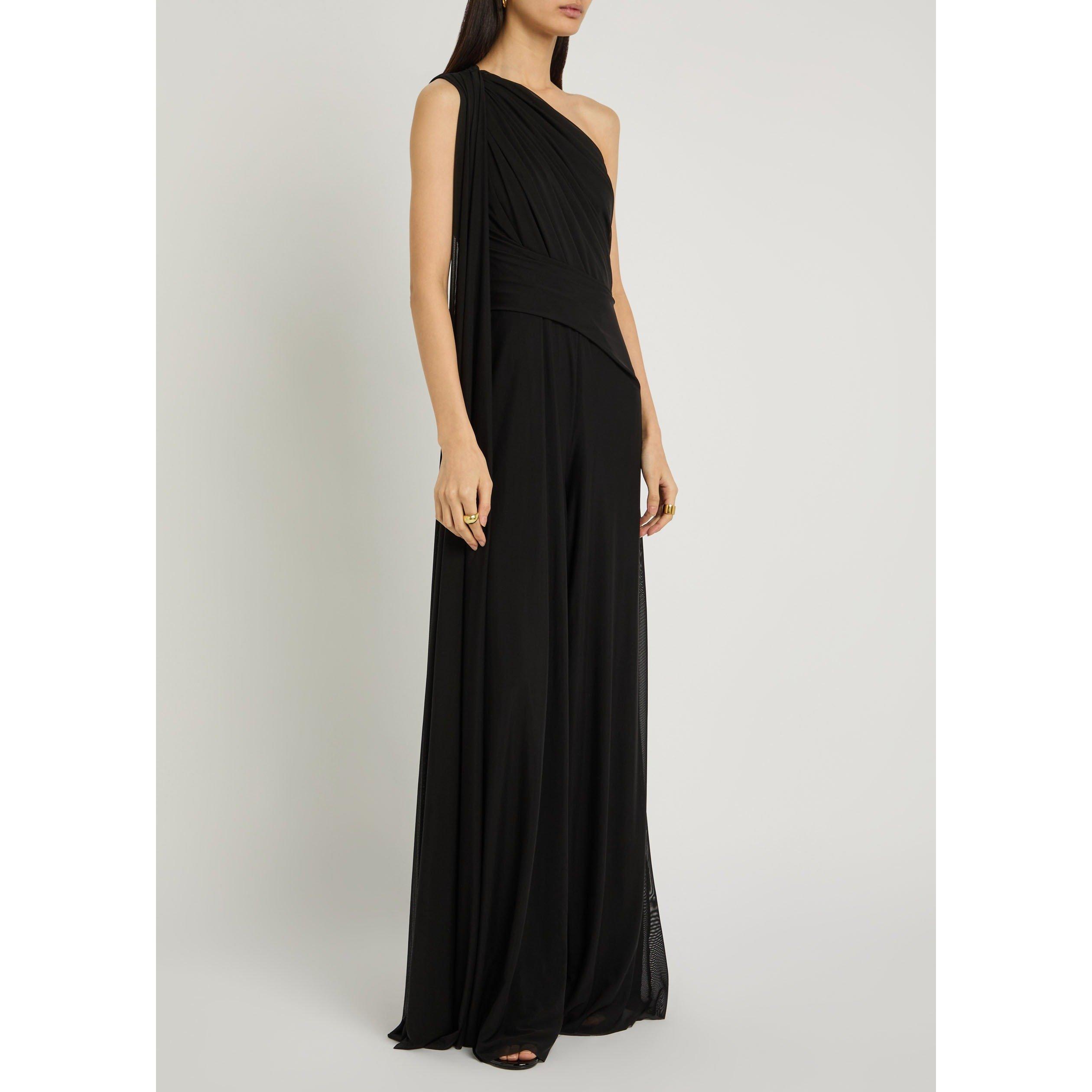 BLACK - Talbot Runhof - Women's One-Shoulder Jumpsuit - 2