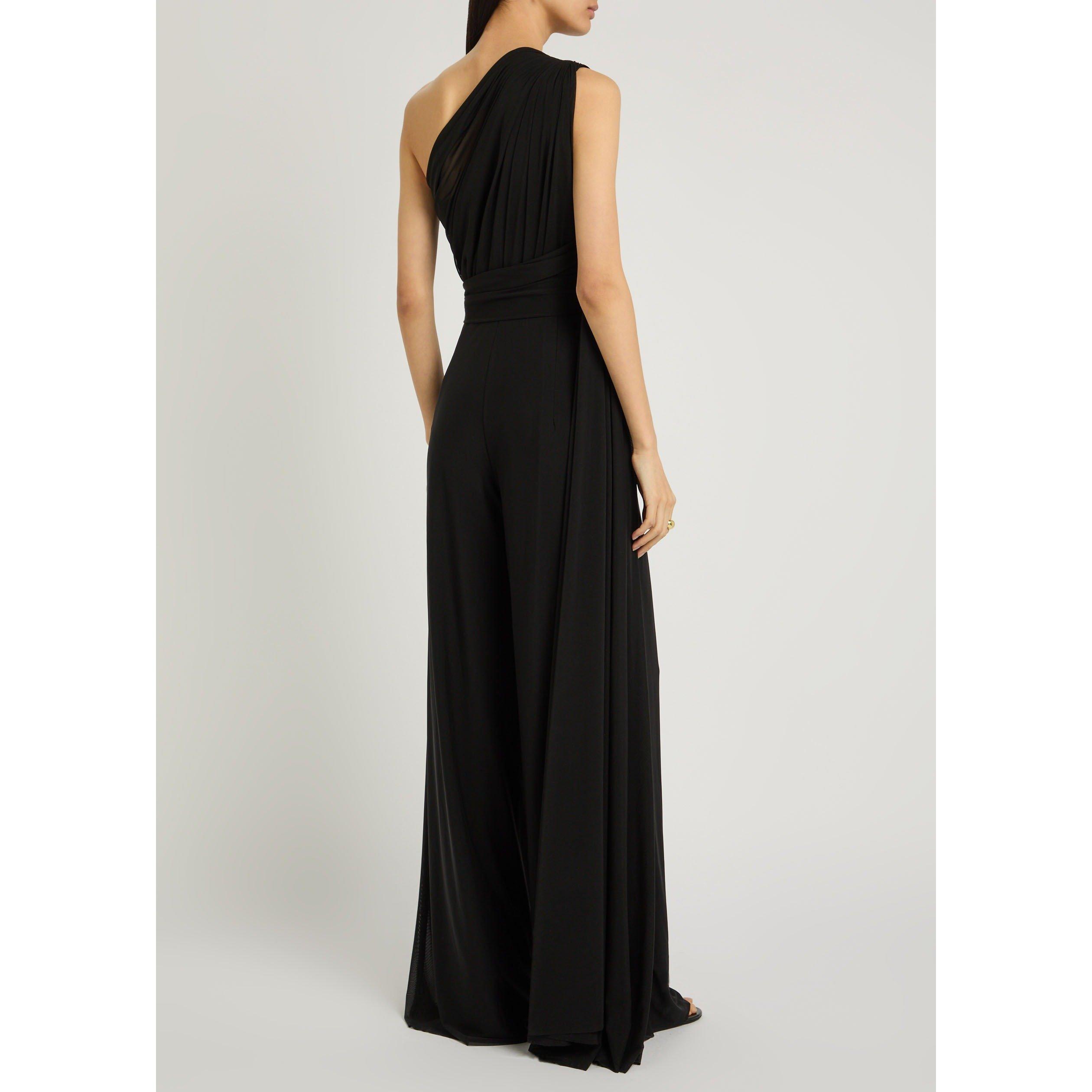 BLACK - Talbot Runhof - Women's One-Shoulder Jumpsuit - 3