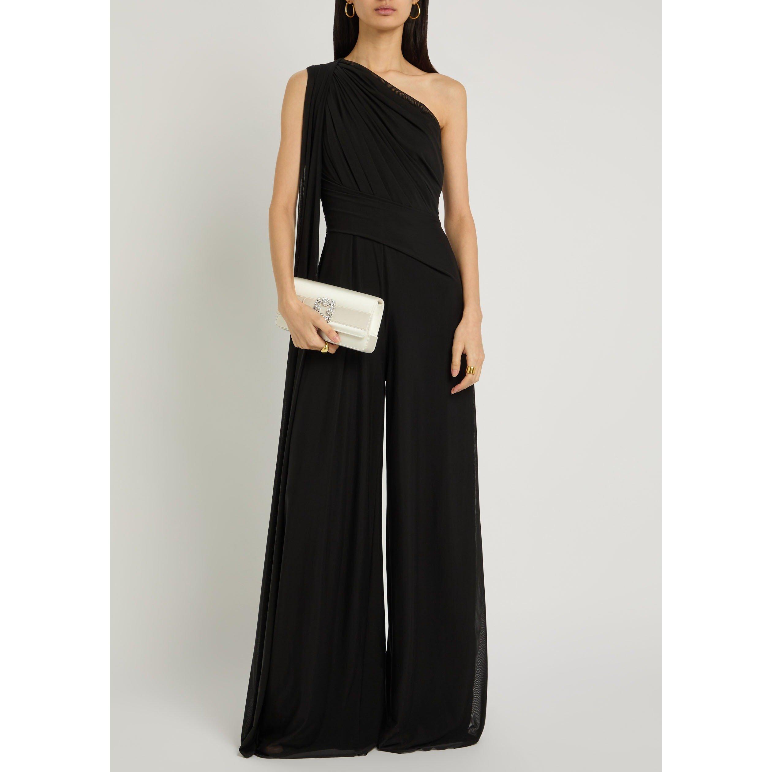 BLACK - Talbot Runhof - Women's One-Shoulder Jumpsuit - 5