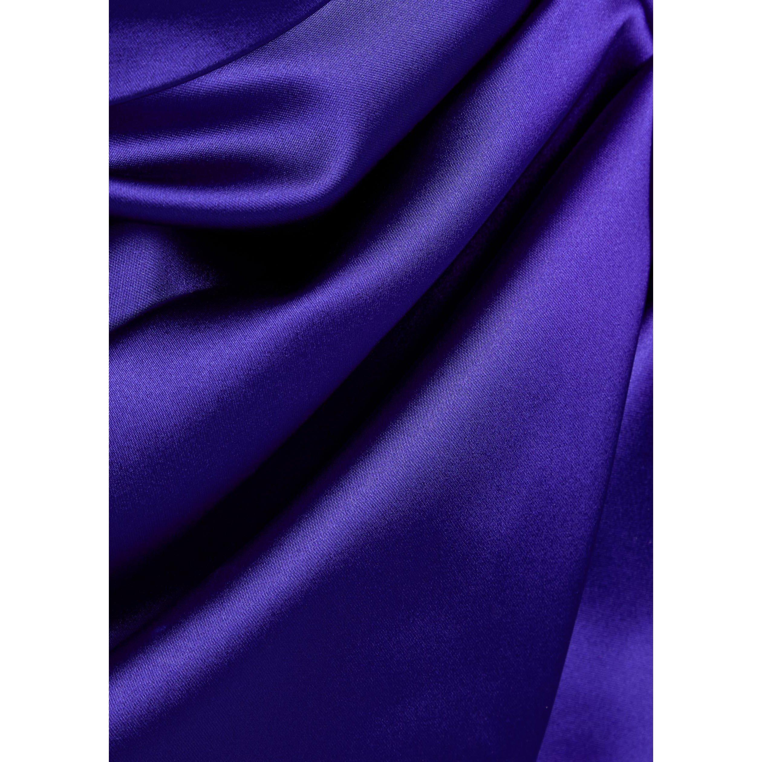BLUE - Talbot Runhof - Women's Satin Long-Sleeve Bodycon Dress - 4