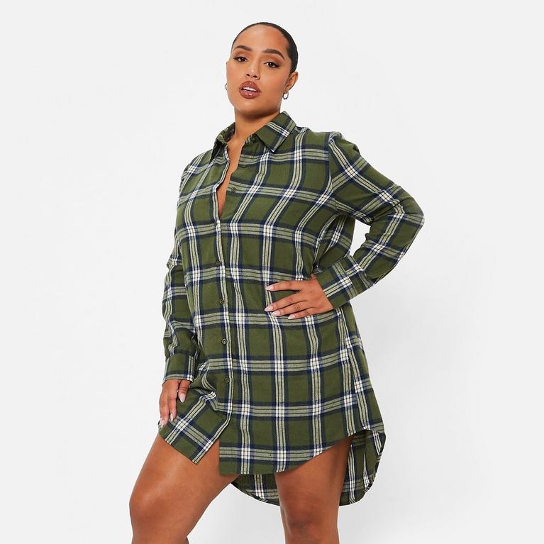 COCHE VERTE - I Saw It First - ISAWITFIRST Brushed Check shirt Grey Dress - 1