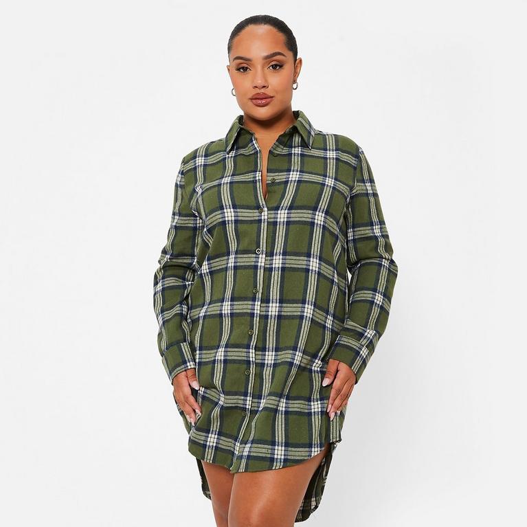 COCHE VERTE - I Saw It First - ISAWITFIRST Brushed Check shirt Grey Dress - 3