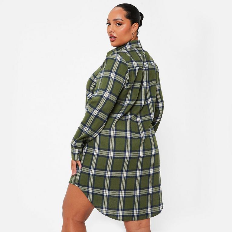 COCHE VERTE - I Saw It First - ISAWITFIRST Brushed Check shirt Grey Dress - 5
