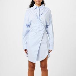 Diesel Short Shirt Dress In Stretch Poplin