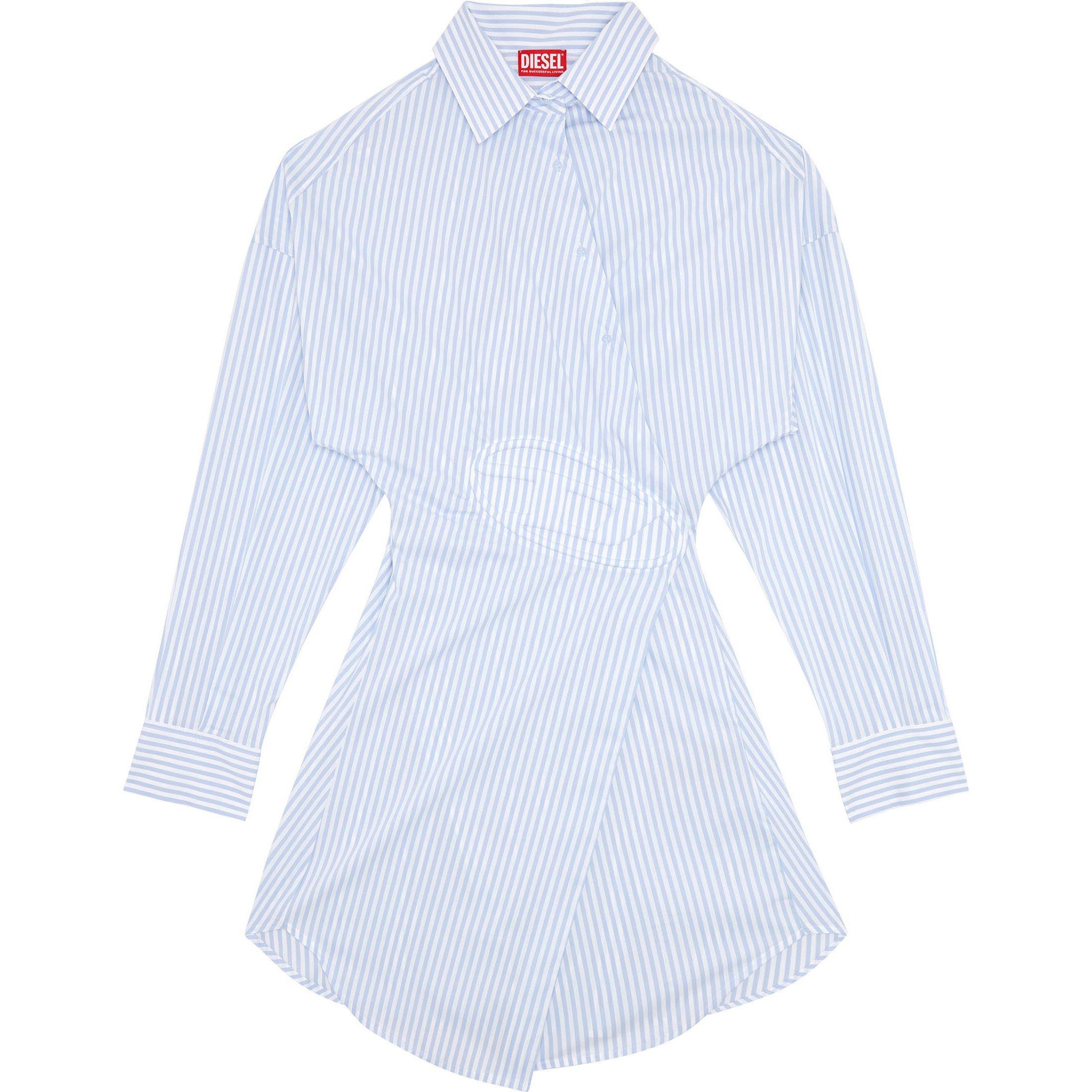 Blue Stripe - Diesel - Short Shirt Dress In Stretch Poplin - 5