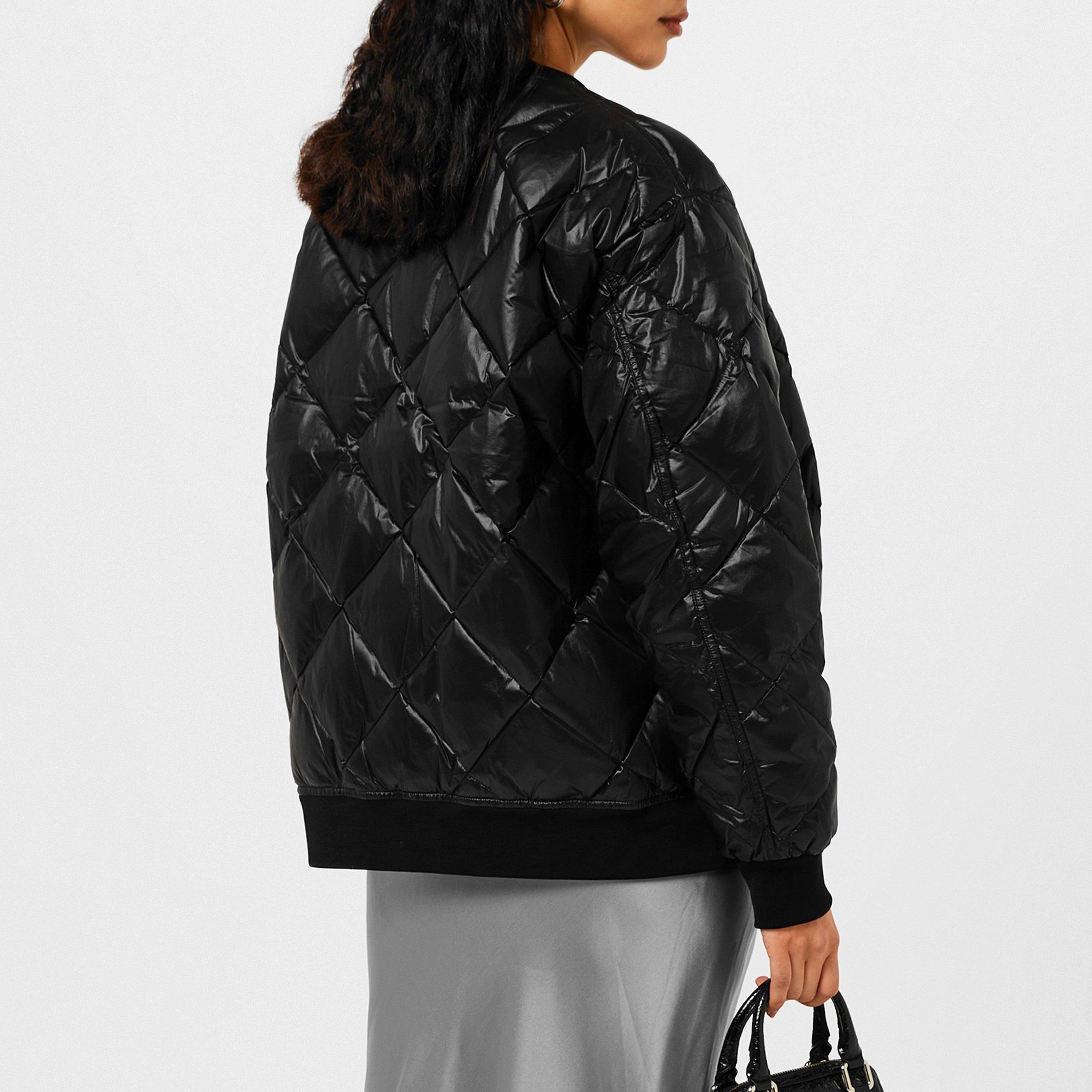 Black - Anine Bing - Women's Leo Quilted Goose Down Long Sleeve Bomber Jacket - 2