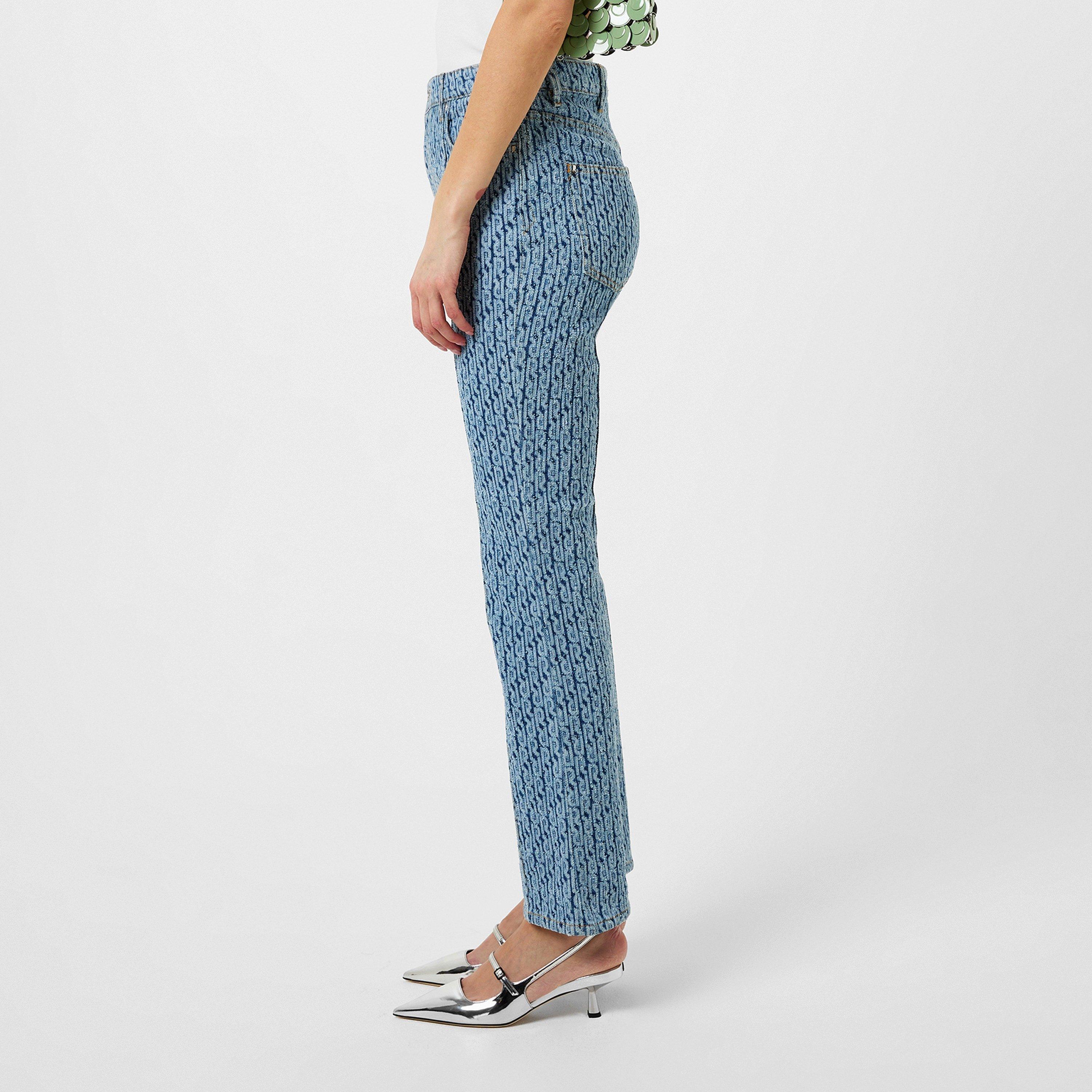 Blue - Rabanne - Monogram Denim Jeans - 2