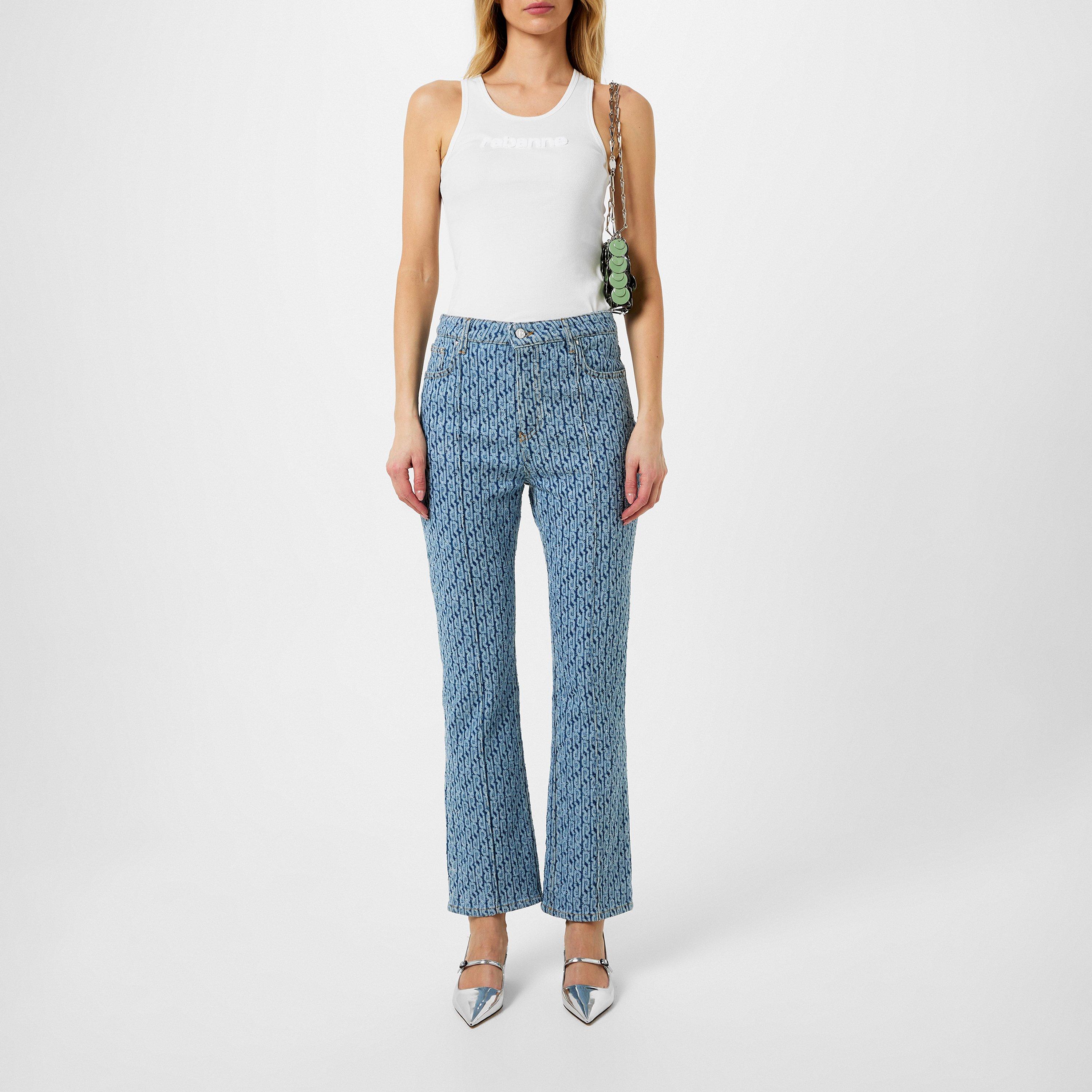 Blue - Rabanne - Monogram Denim Jeans - 5