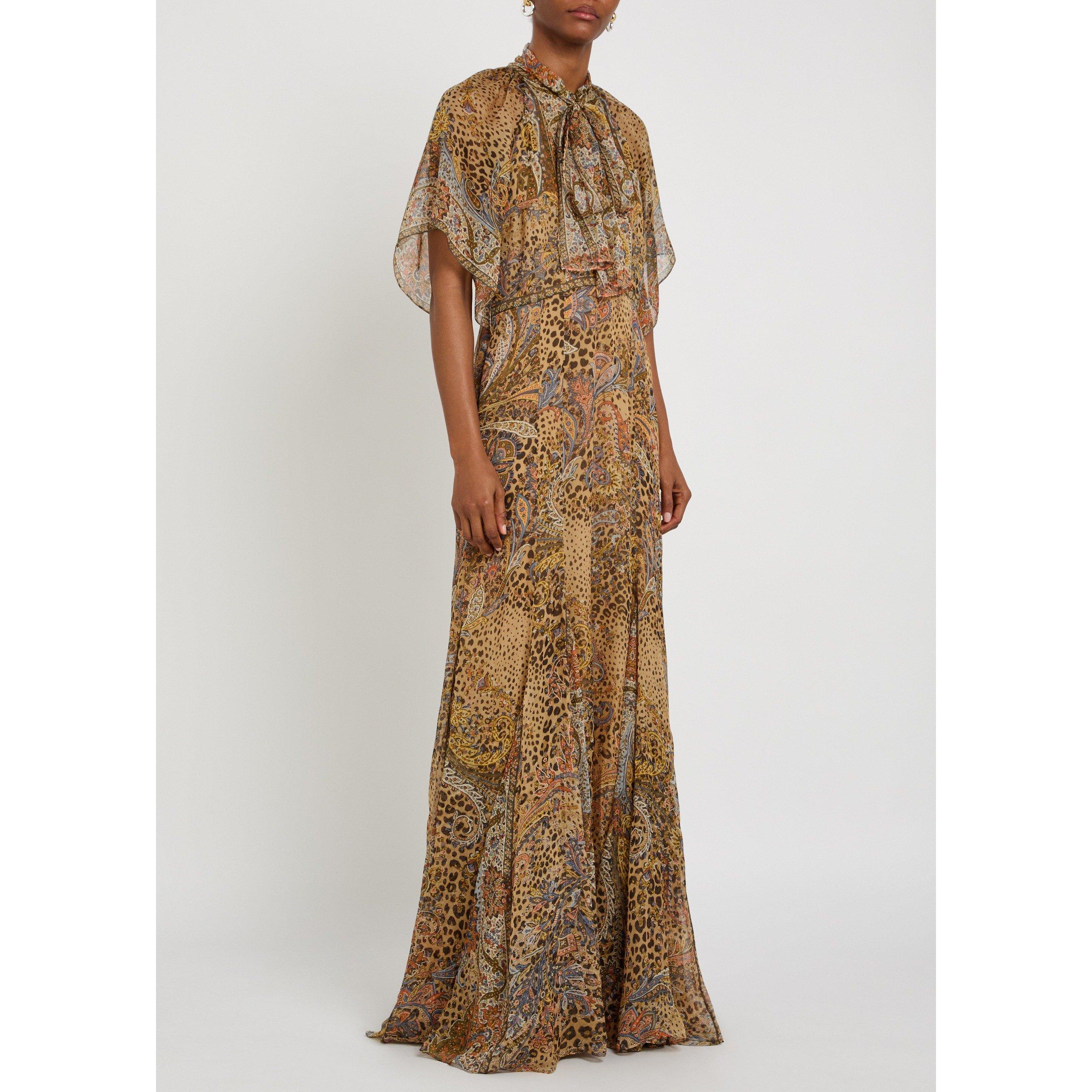 BROWN AND OTHER - Etro - Women's Short-Sleeve Silk Maxi Dress - 2