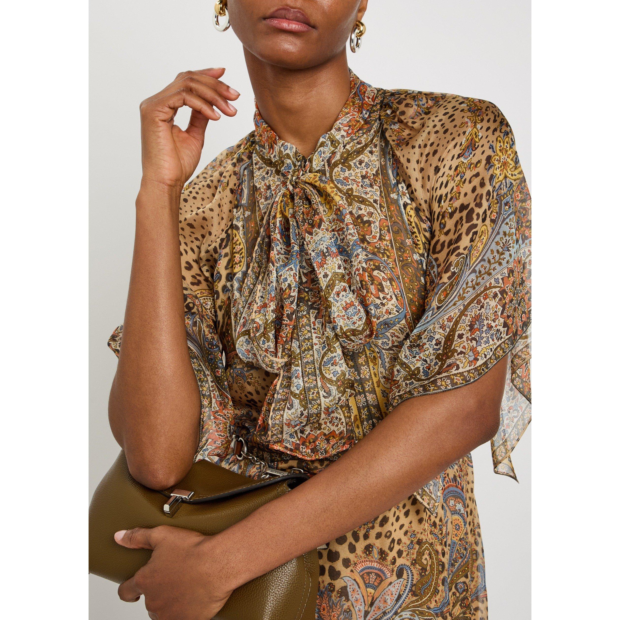 BROWN AND OTHER - Etro - Women's Short-Sleeve Silk Maxi Dress - 4
