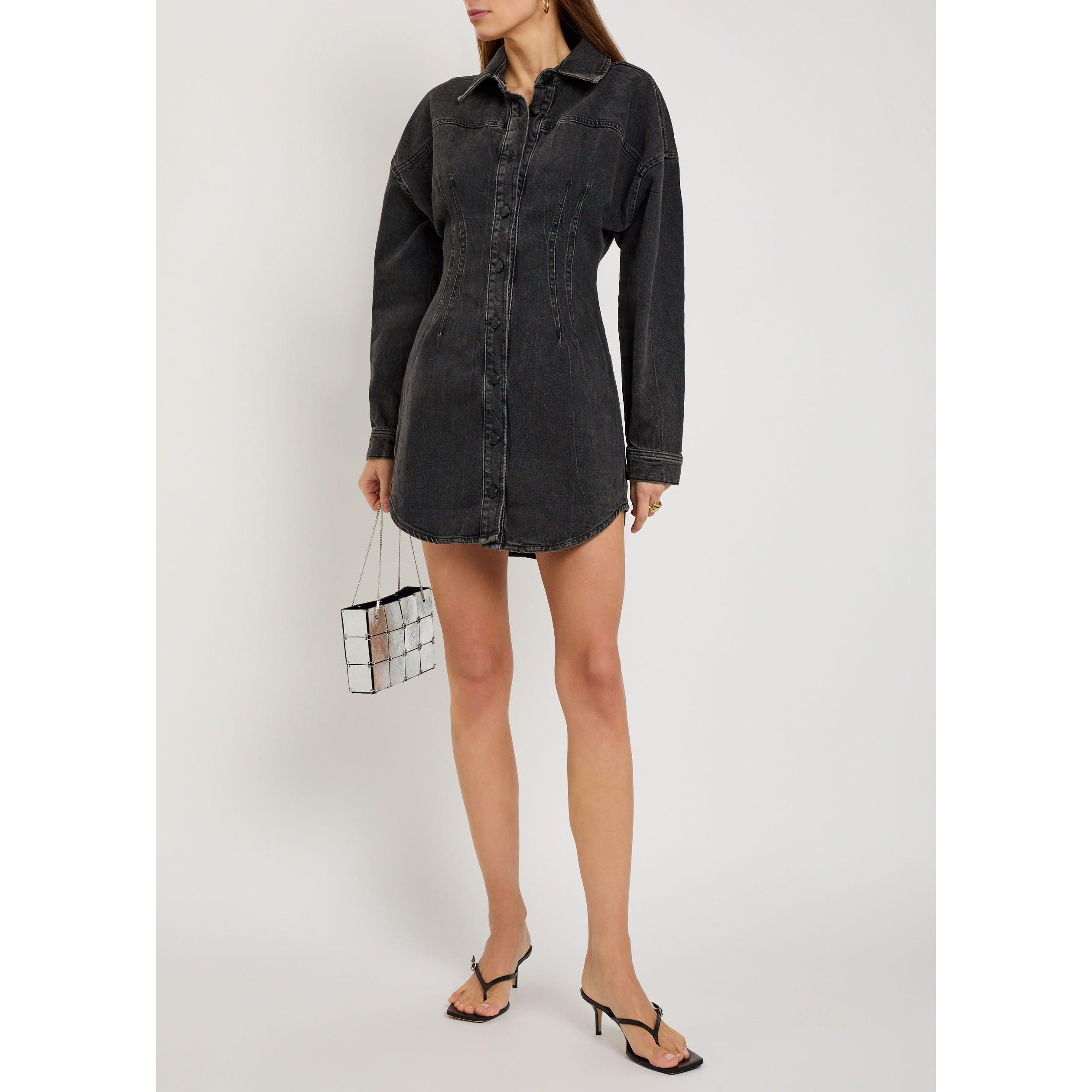 BLACK - Good American - Women's Denim Slim-Fit Mini Dress - 5