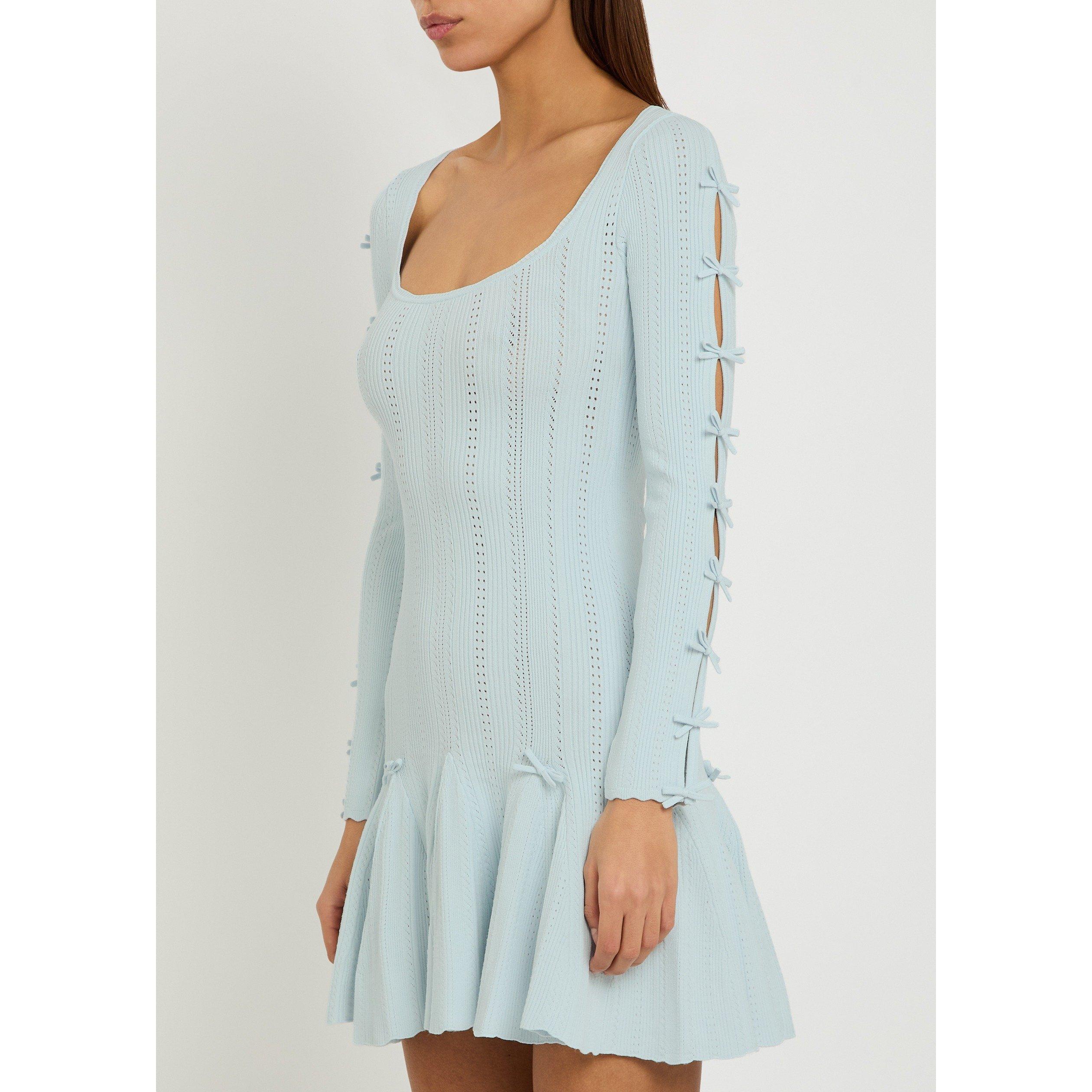LIGHT BLUE - LoveshackFancy - Women's Seychelle Pointelle Long-Sleeve Mini Dress - 2