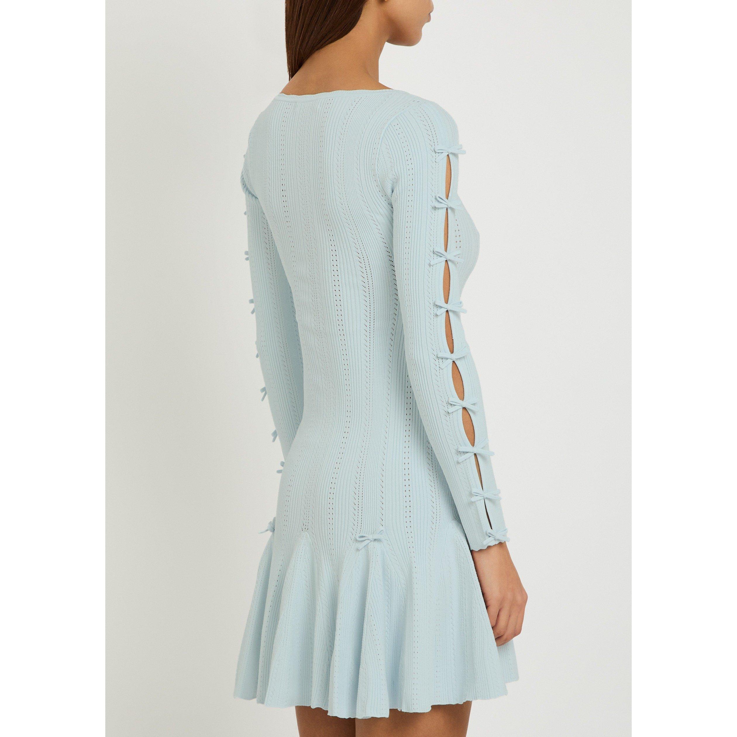 LIGHT BLUE - LoveshackFancy - Women's Seychelle Pointelle Long-Sleeve Mini Dress - 3