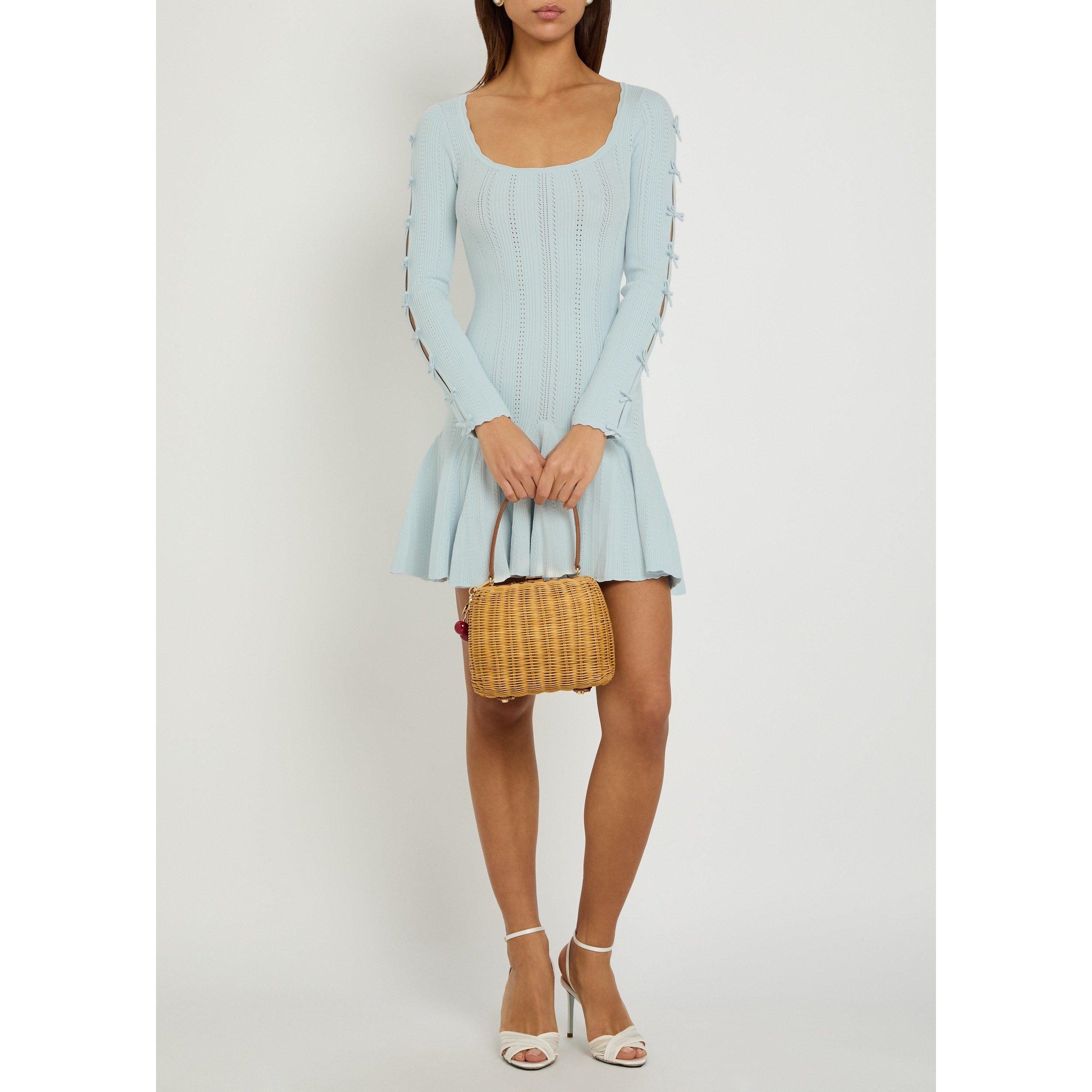 LIGHT BLUE - LoveshackFancy - Women's Seychelle Pointelle Long-Sleeve Mini Dress - 5
