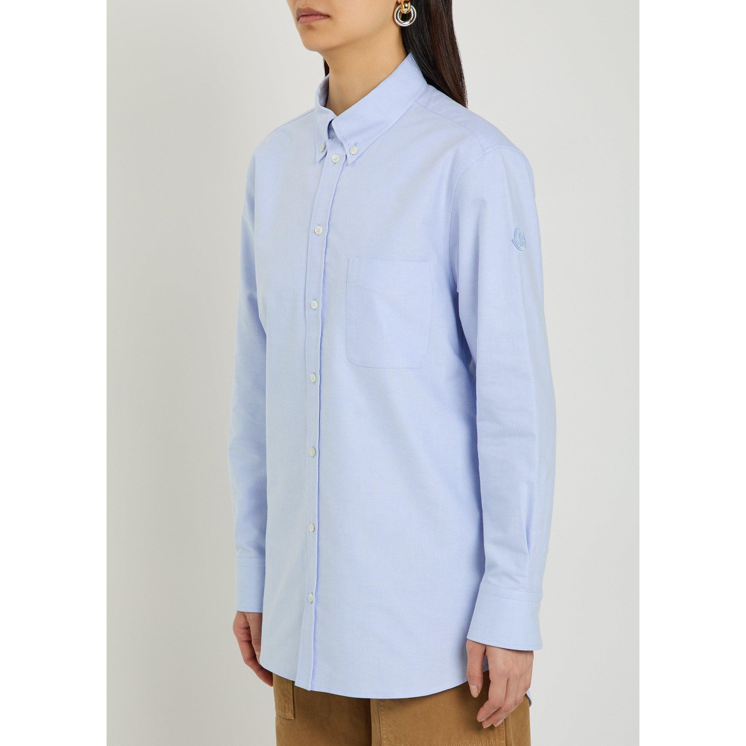 LIGHT BLUE - Moncler - Women's Cotton Long-Sleeved Longline Shirt - 2